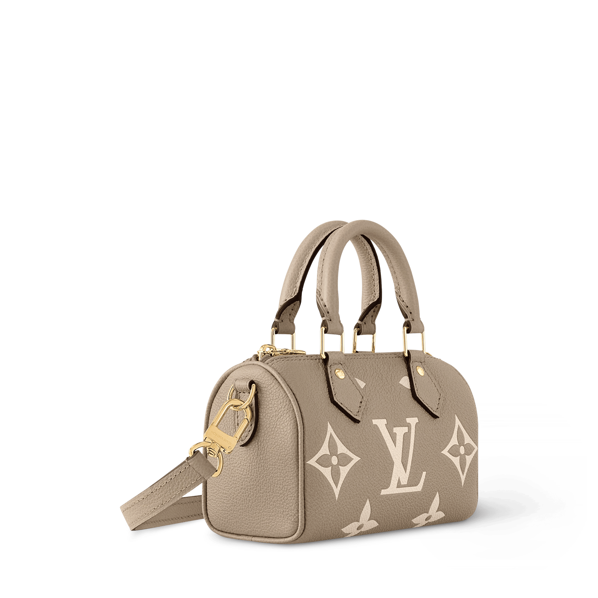 Nano Speedy Monogram Empreinte Leather Dove Cream Gold-Toned Hardware