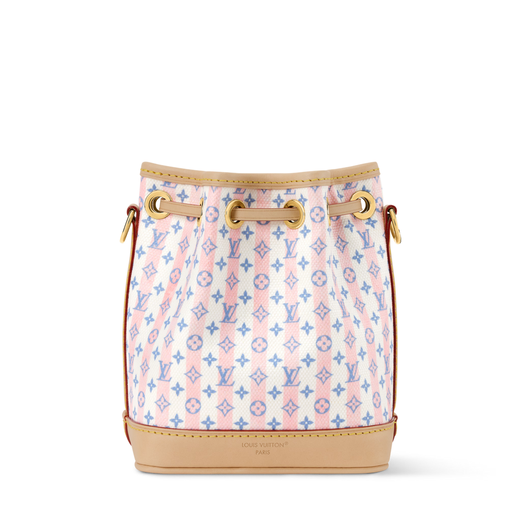 Nano Noé Minigram Canvas Stamp Blue Gold-Toned Hardware