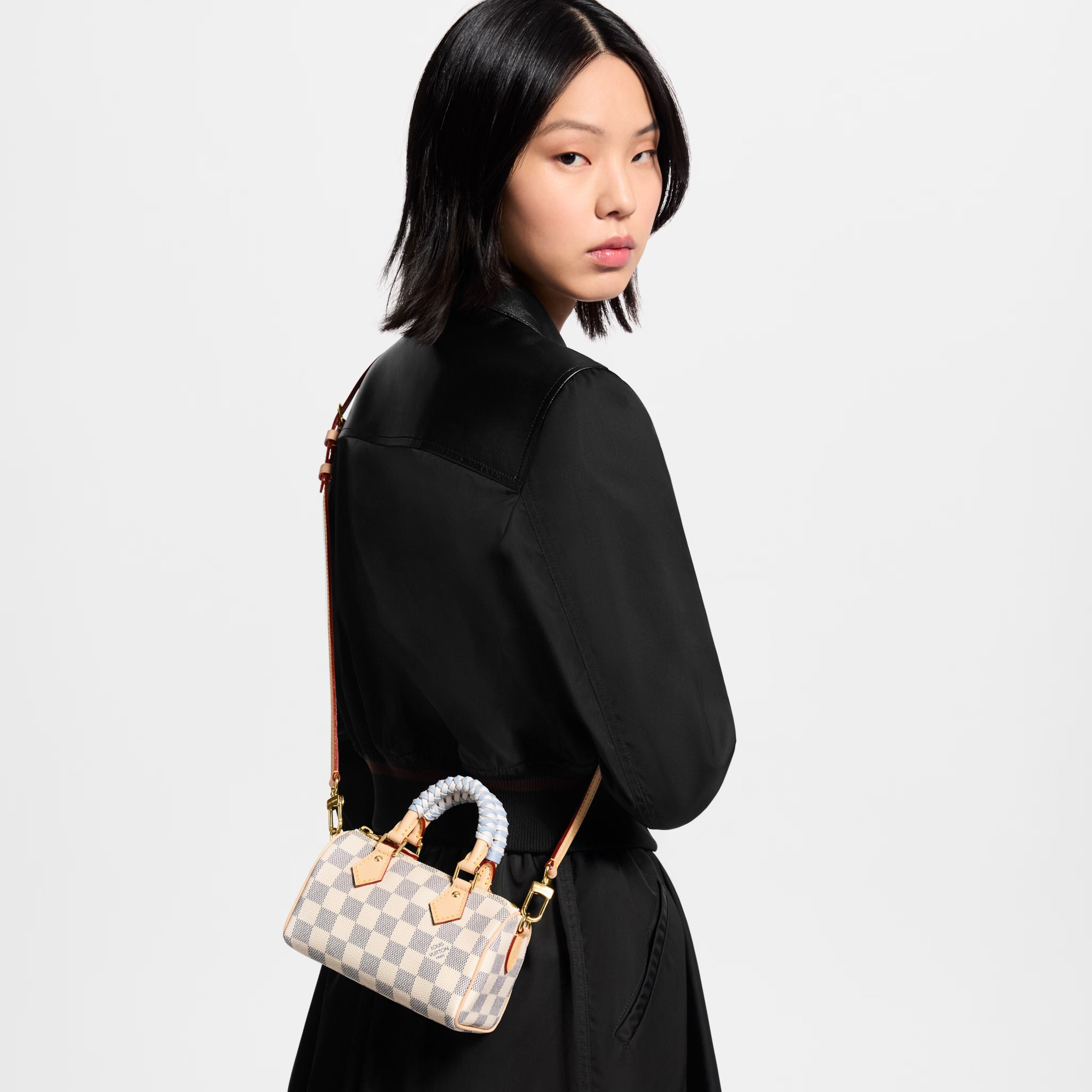 Nano Speedy Damier Azur Coated Canvas Gold-Toned Hardware