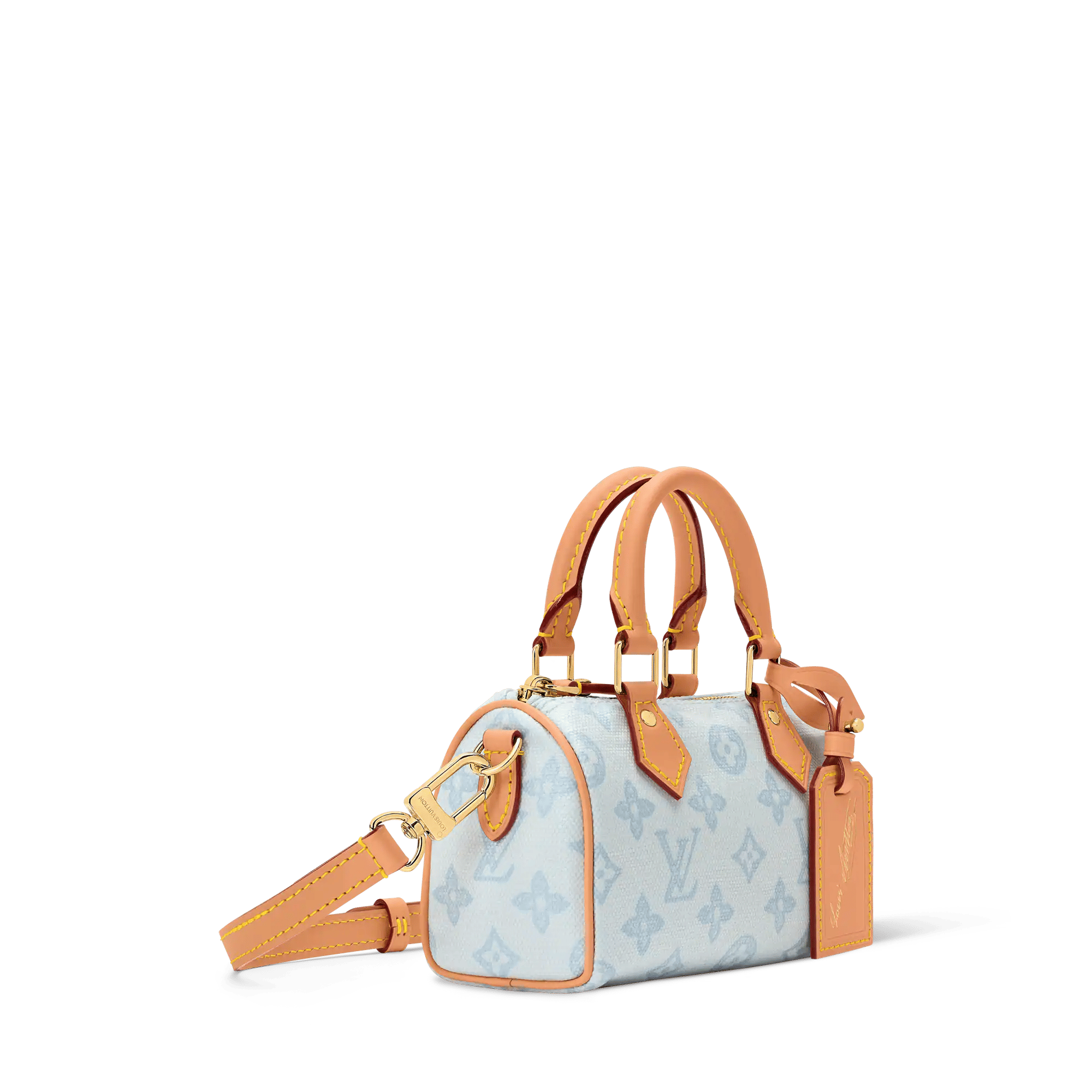 Nano Speedy Monogram Origine Canvas Bleu Courrier Gold-Toned Hardware