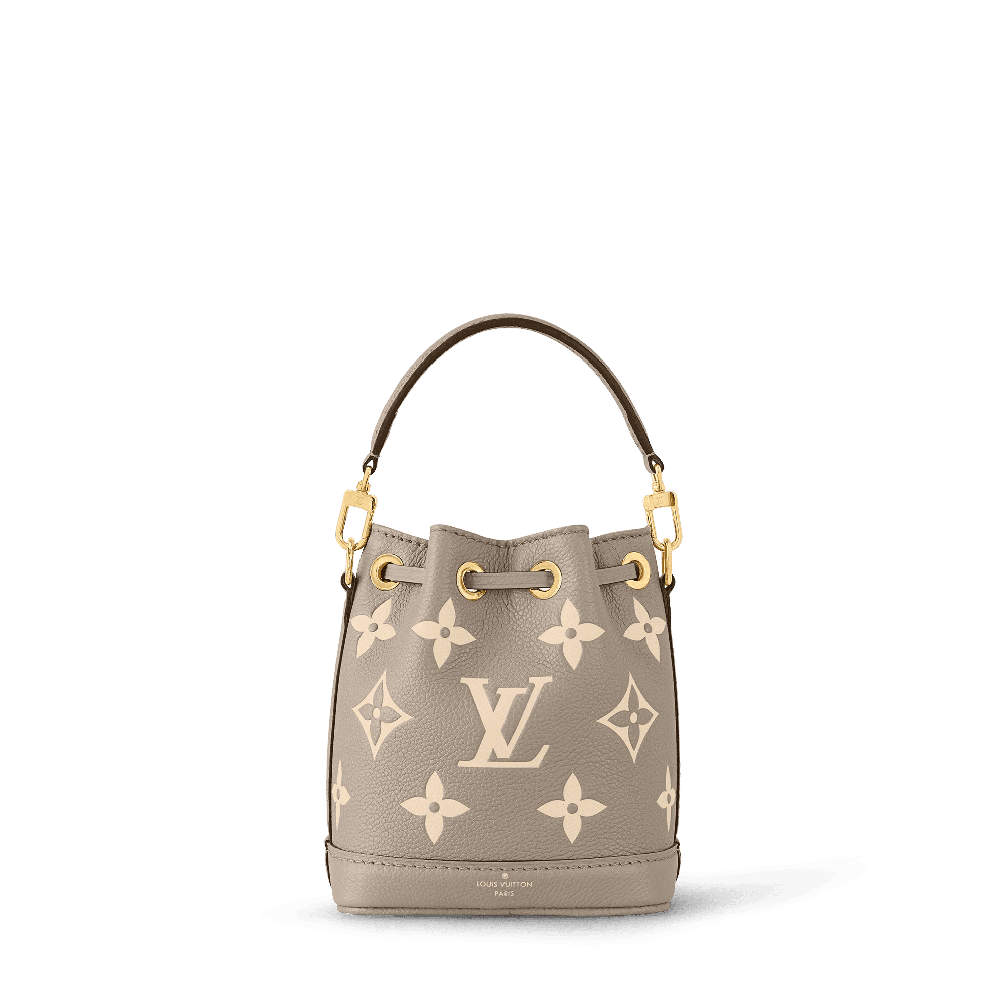 Nano Noé Bicolor Monogram Empreinte Leather Tourterelle Gray Gold-Toned Hardware