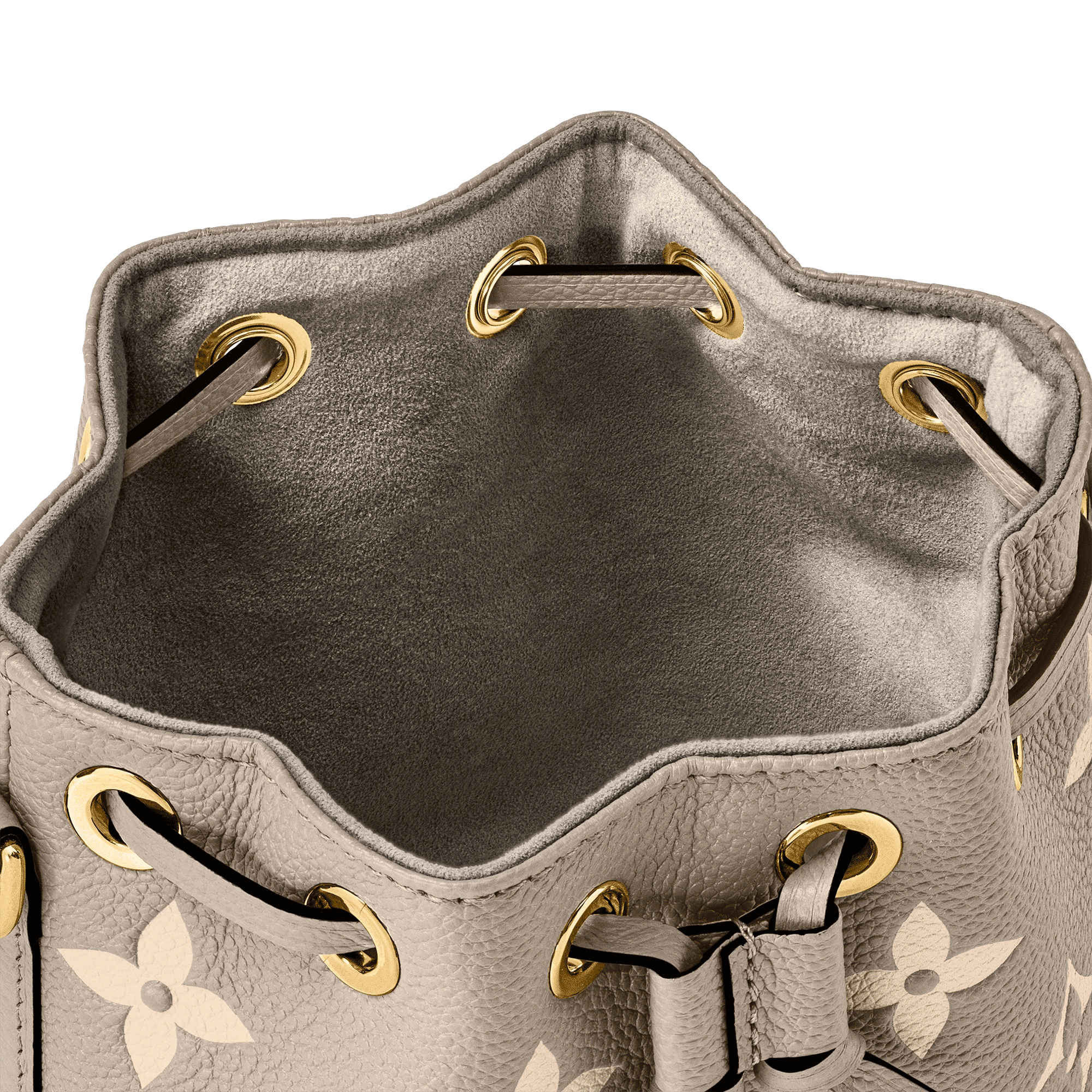 Nano Noé Bicolor Monogram Empreinte Leather Tourterelle Gray Gold-Toned Hardware