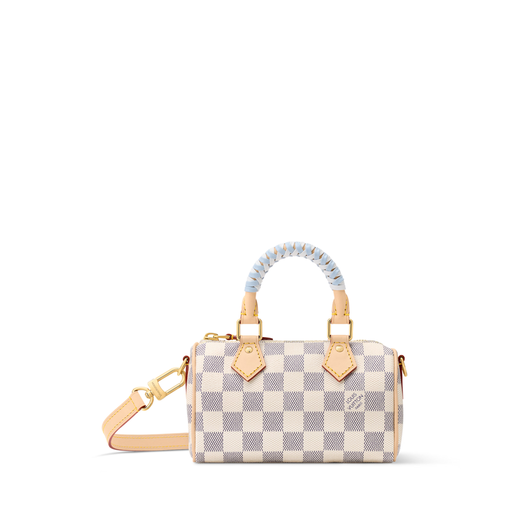 Nano Speedy Damier Azur Coated Canvas Gold-Toned Hardware