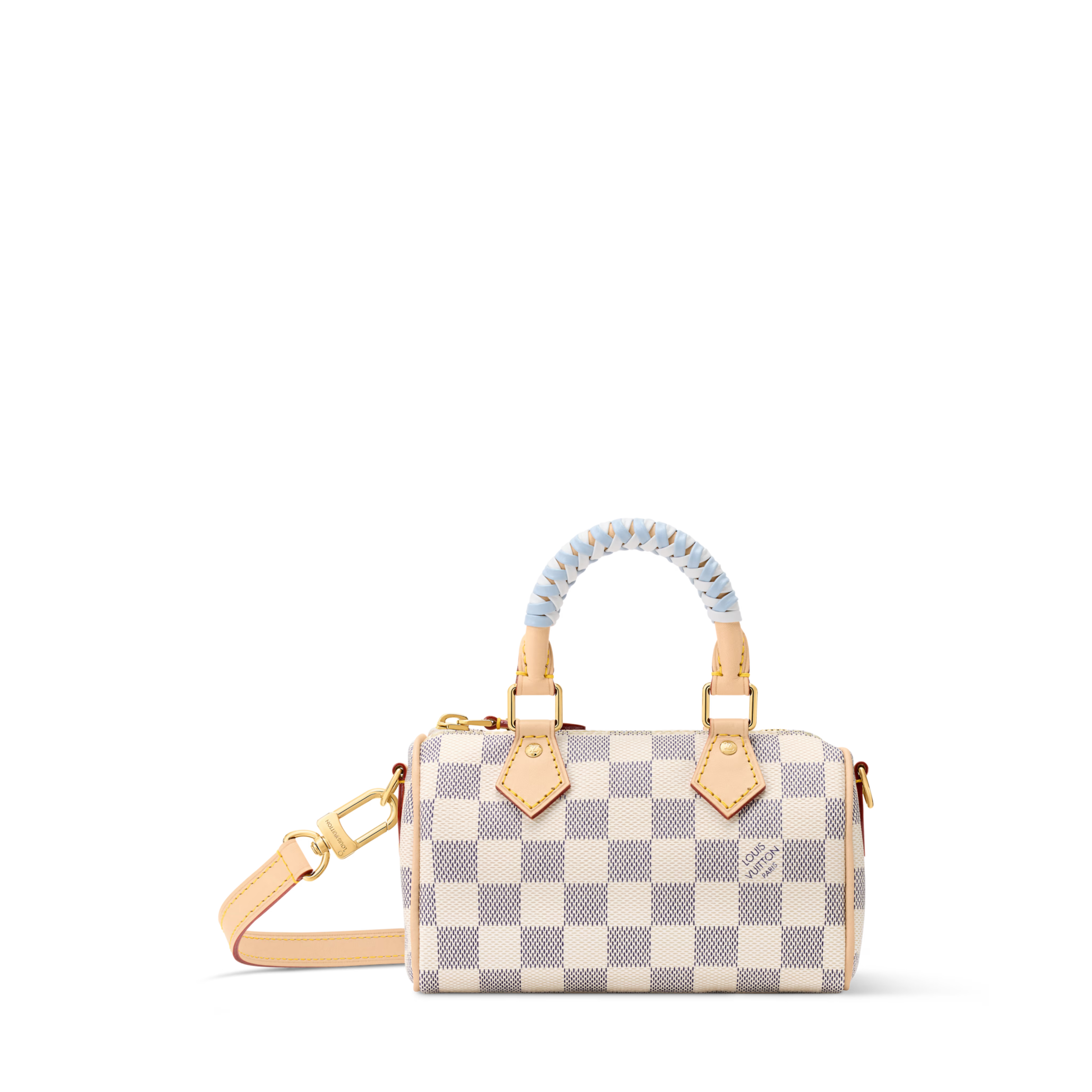 Nano Speedy Damier Azur Coated Canvas Gold-Toned Hardware