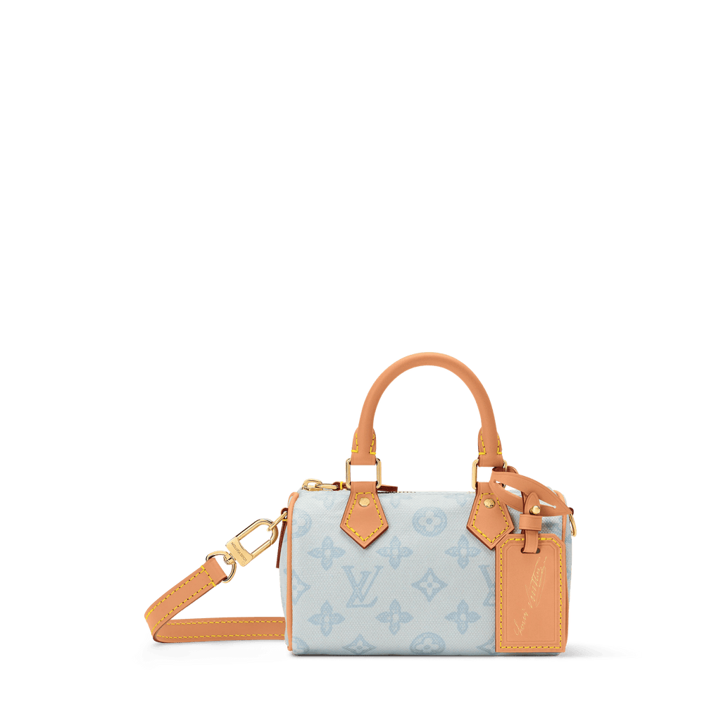 Nano Speedy Monogram Origine Canvas Bleu Courrier Gold-Toned Hardware