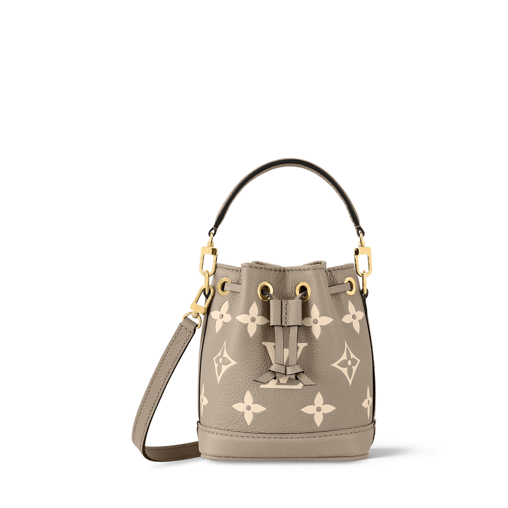 Nano Noé Bicolor Monogram Empreinte Leather Tourterelle Gray Gold-Toned Hardware