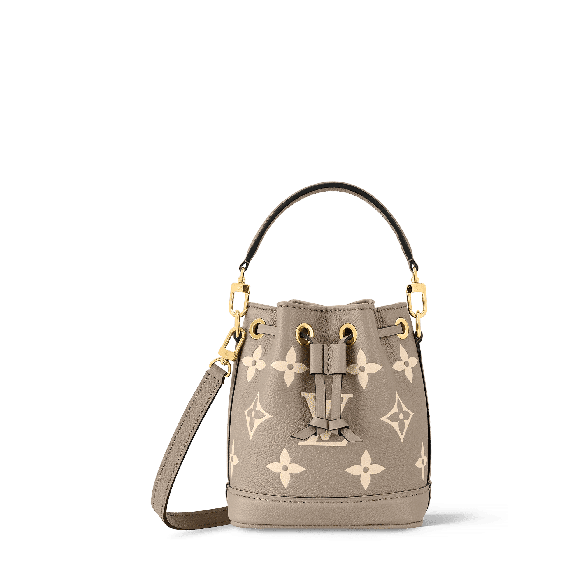 Nano Noé Bicolor Monogram Empreinte Leather Tourterelle Gray Gold-Toned Hardware