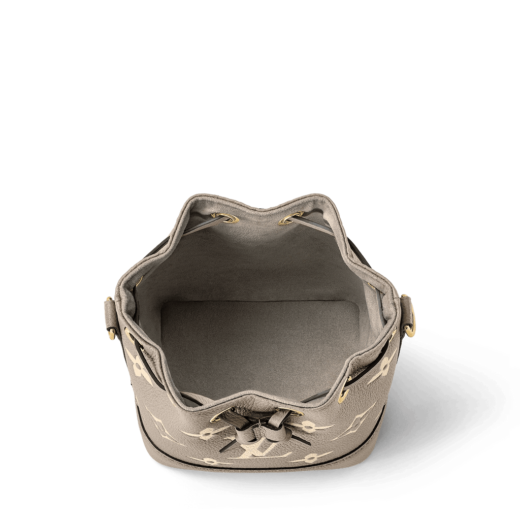Nano Noé Bicolor Monogram Empreinte Leather Tourterelle Gray Gold-Toned Hardware