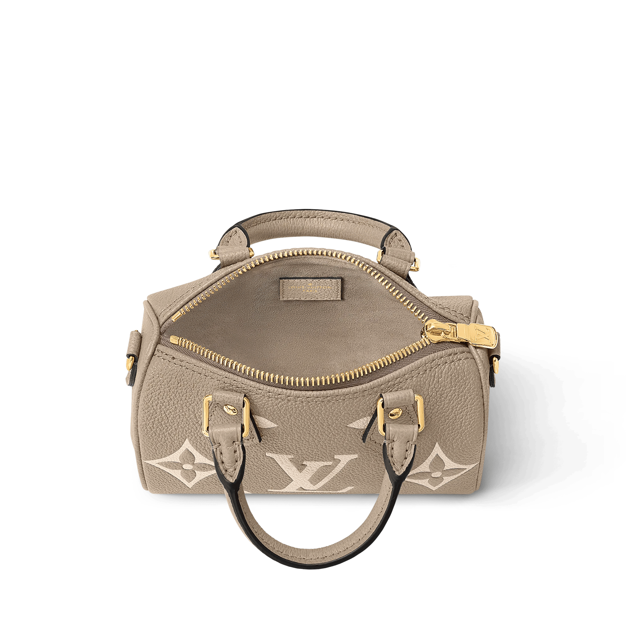 Nano Speedy Monogram Empreinte Leather Dove Cream Gold-Toned Hardware