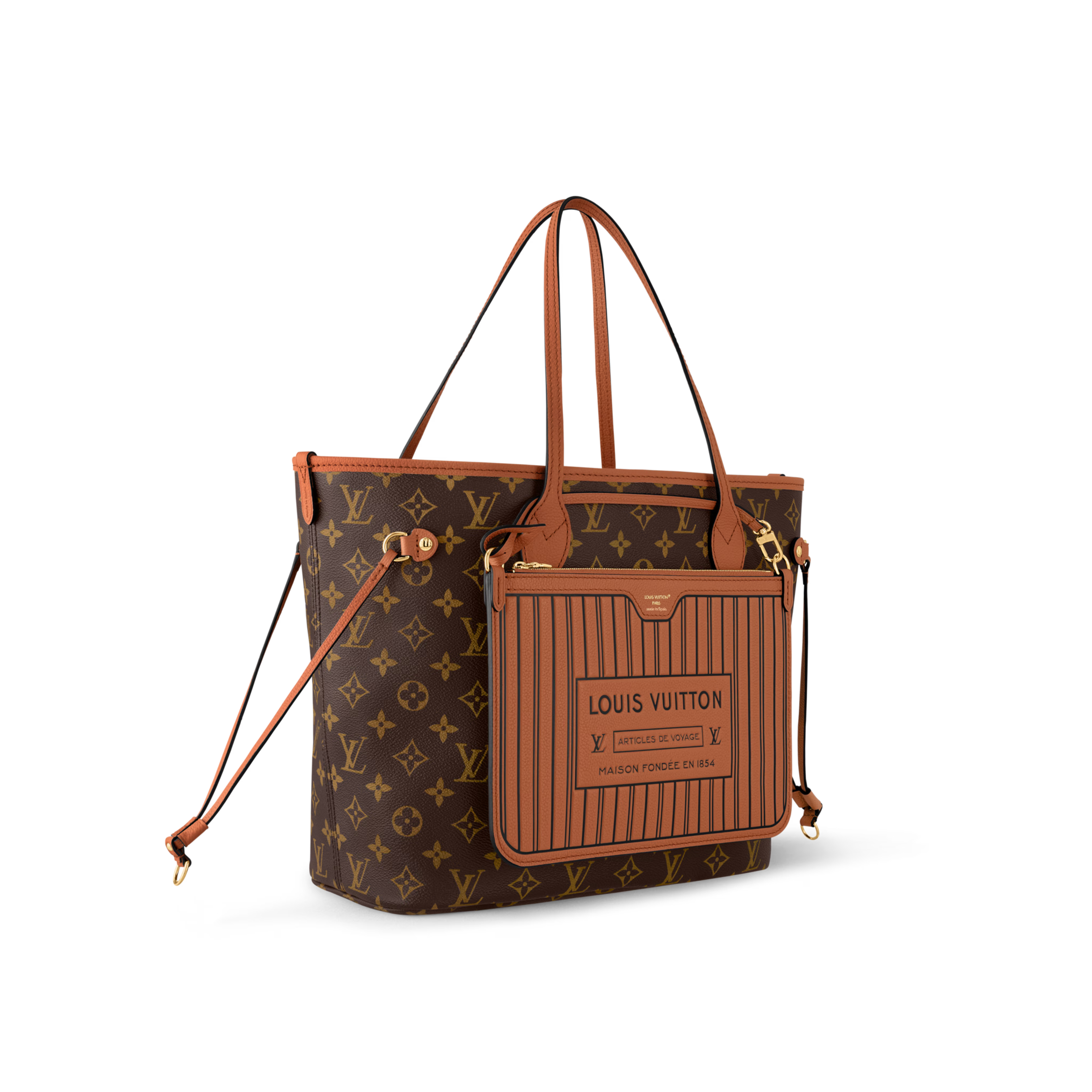 Neverfull Inside Out MM Monogram Coated Canvas Tan Gold-Toned Hardware