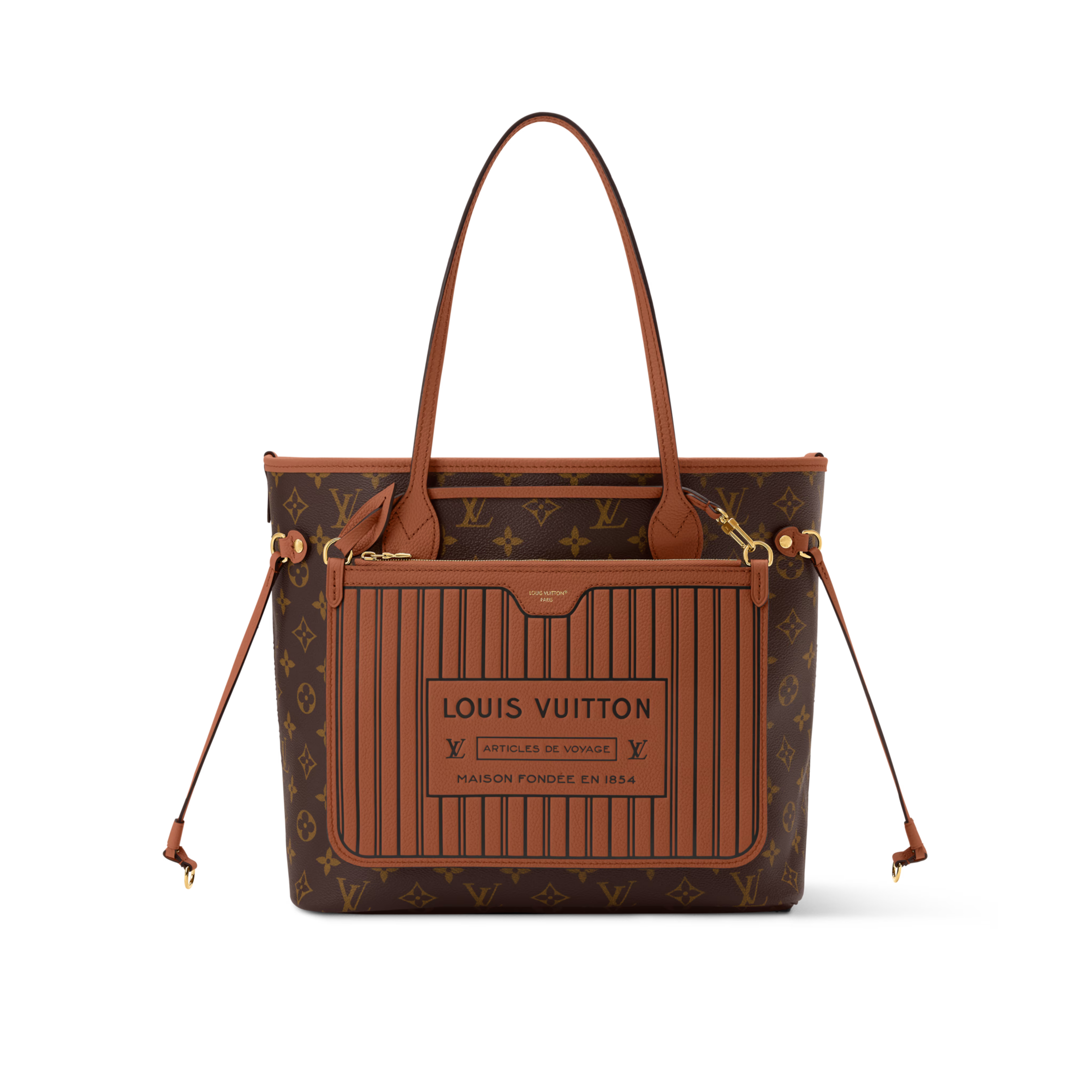 Neverfull Inside Out MM Monogram Coated Canvas Tan Gold-Toned Hardware