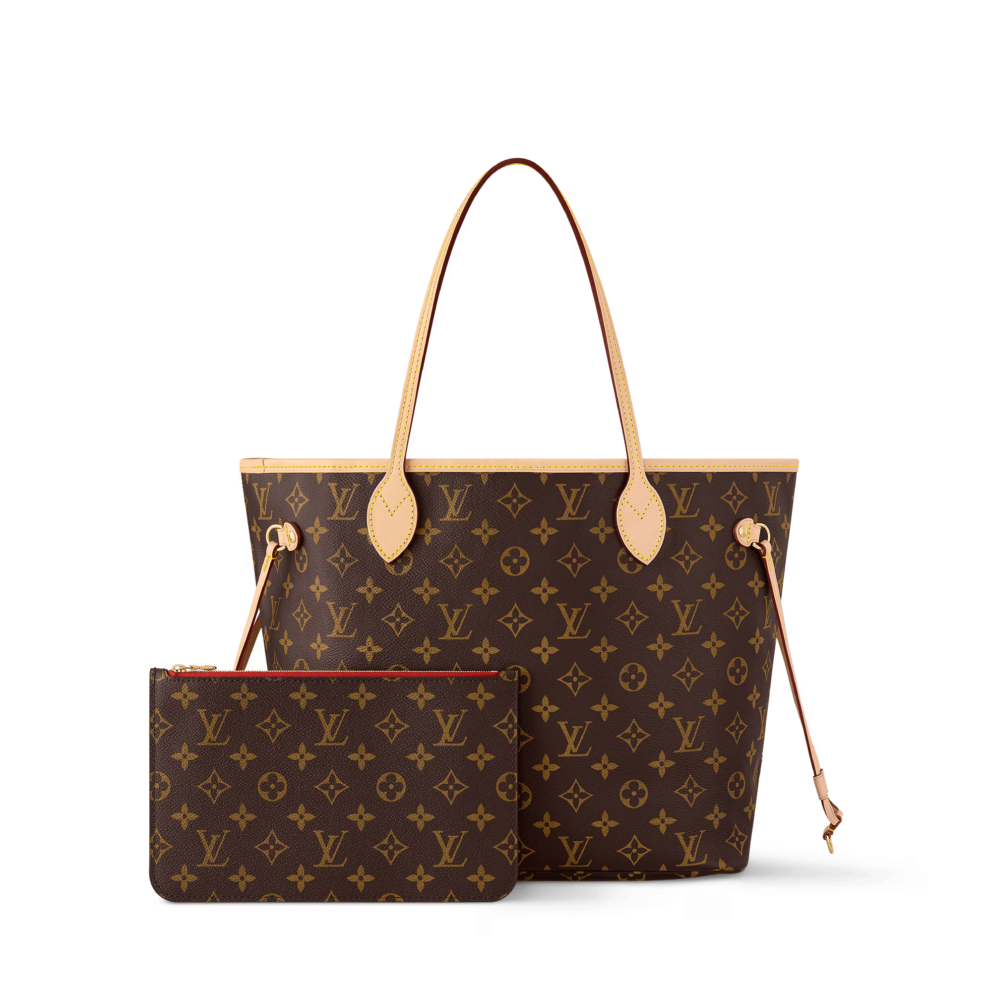 Neverfull MM Monogram Coated Canvas Cherry Gold-Toned Hardware
