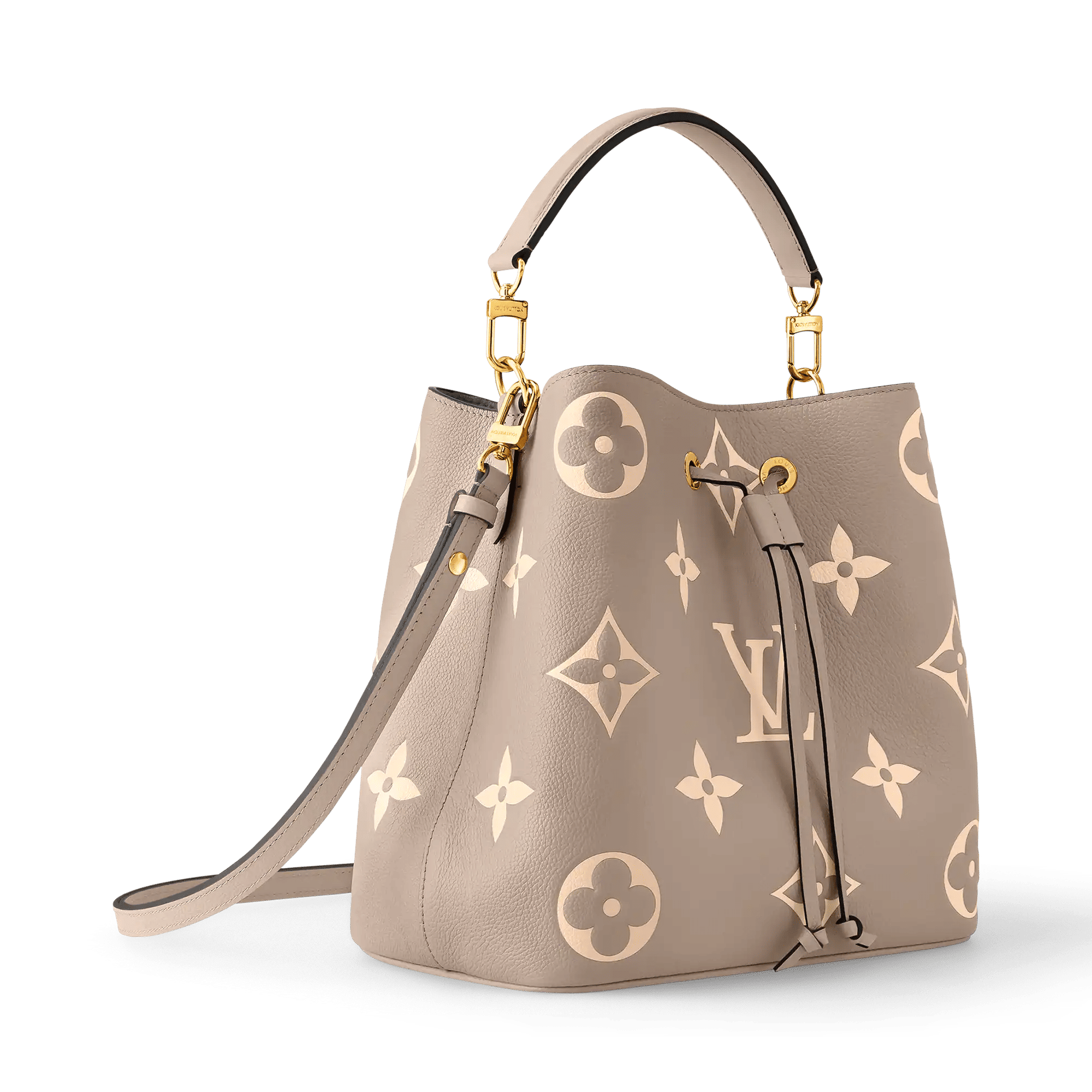 NéoNoé MM Bicolor Monogram Empreinte Leather Tourterelle Gray Gold-Toned Hardware