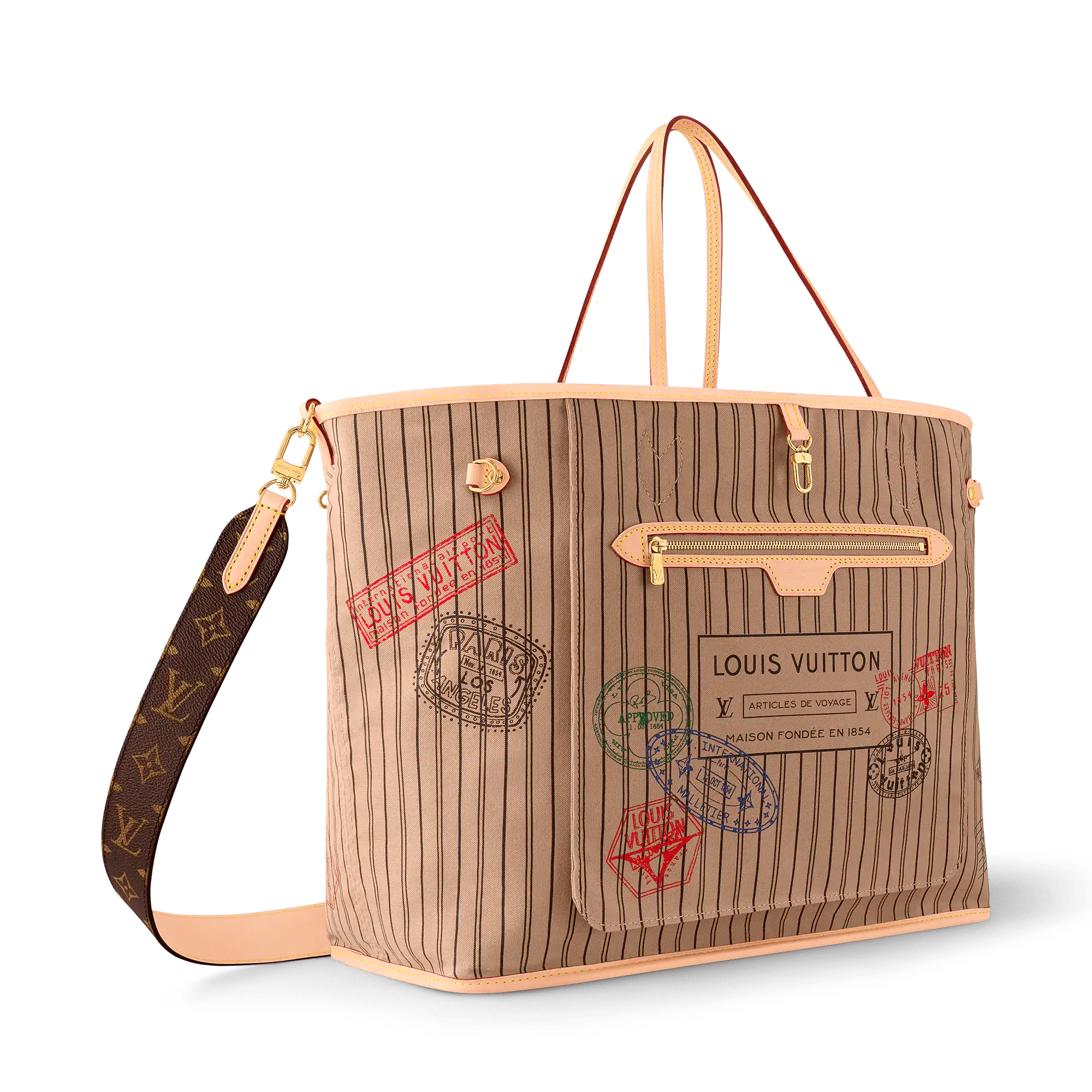 Neverfull Bandoulière Inside Out GM Monogram Coated Canvas Gold-Toned Hardware