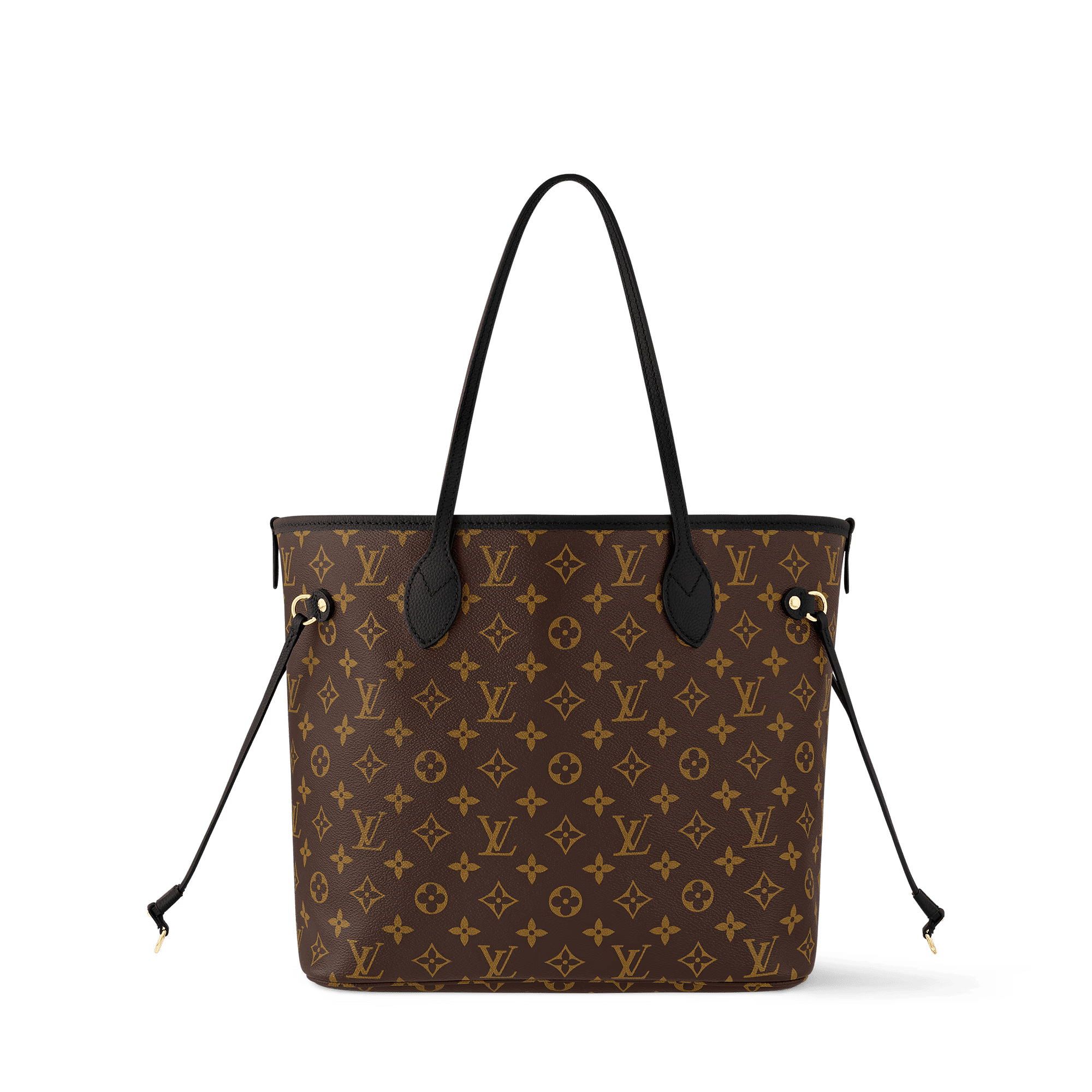 Neverfull Inside Out MM Monogram Coated Canvas Black Cowhide Leather Gold-Toned Hardware