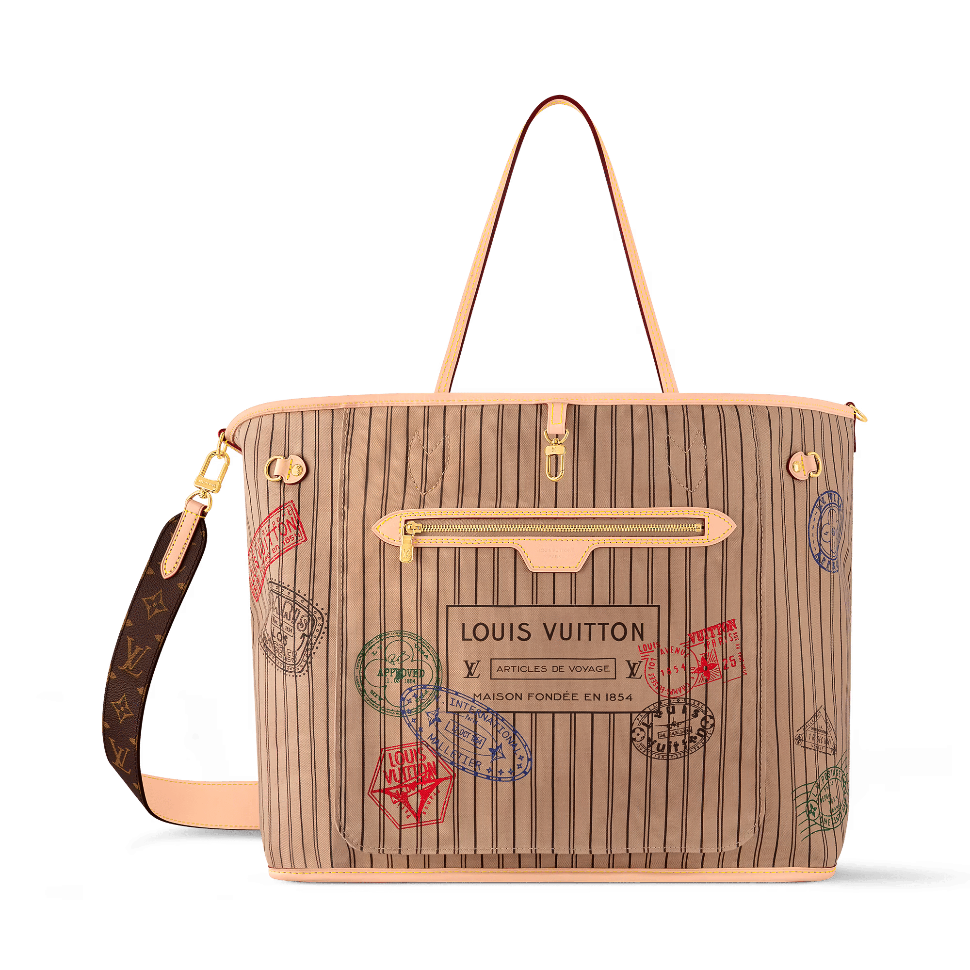 Neverfull Bandoulière Inside Out GM Monogram Coated Canvas Gold-Toned Hardware