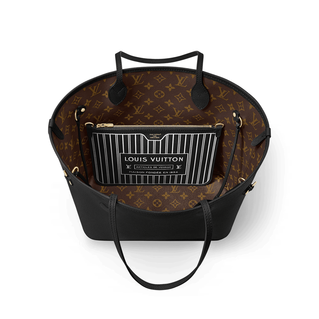 Neverfull Inside Out MM Monogram Coated Canvas Black Cowhide Leather Gold-Toned Hardware