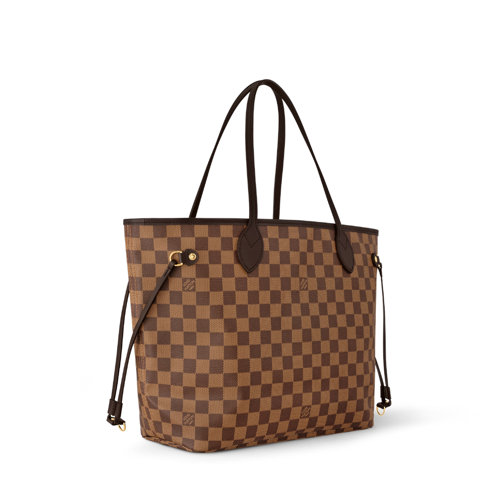 Neverfull MM Damier Ebene Coated Canvas Rose Ballerine Gold-Toned Hardware