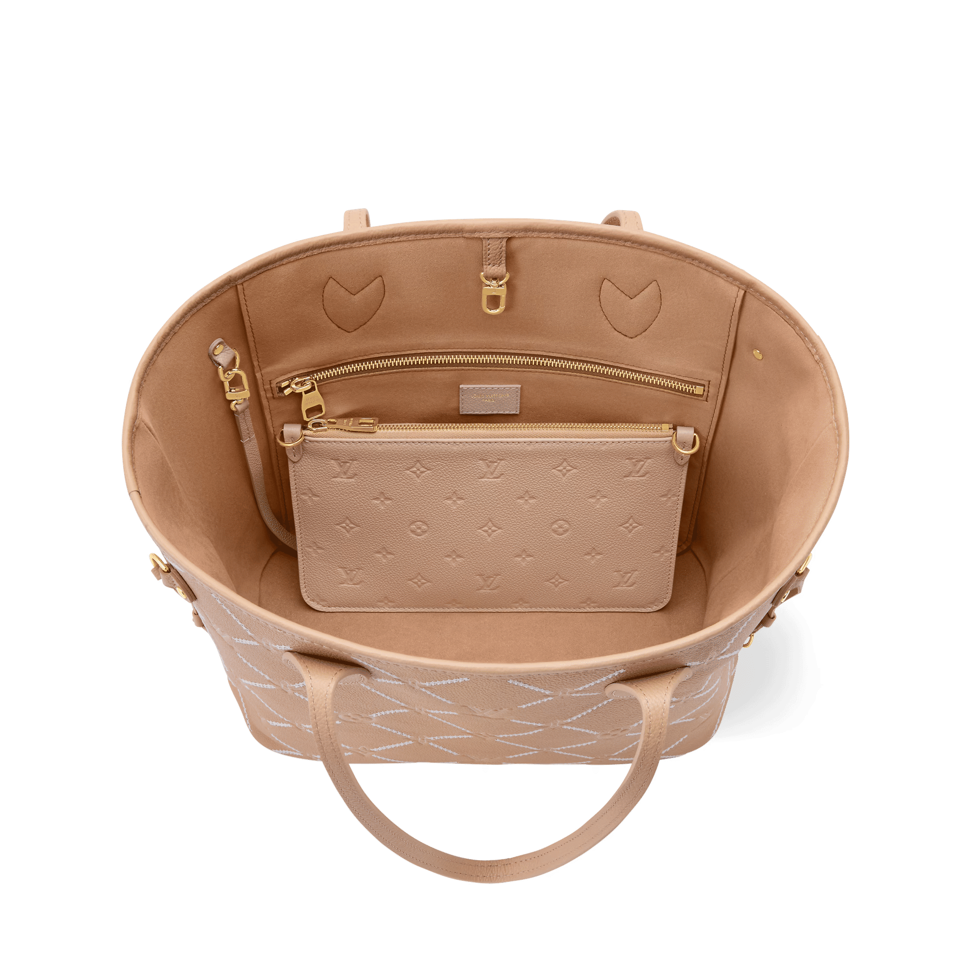 Neverfull MM Monogram Empreinte Couture Leather Tote Hazelnut Gold-Toned Hardware