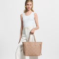 Neverfull MM Monogram Empreinte Couture Leather Tote Hazelnut Gold-Toned Hardware