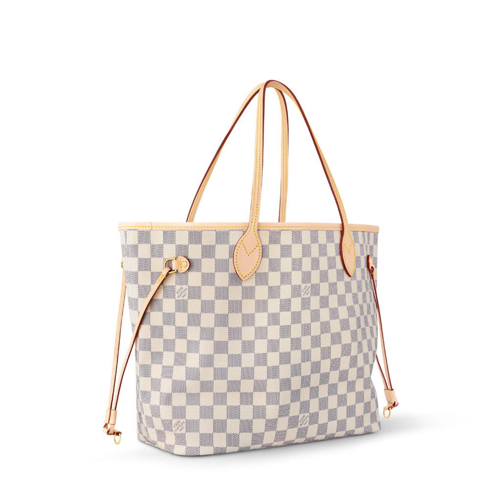 Neverfull MM Damier Azur Coated Canvas Rose Beige Gold-Toned Hardware