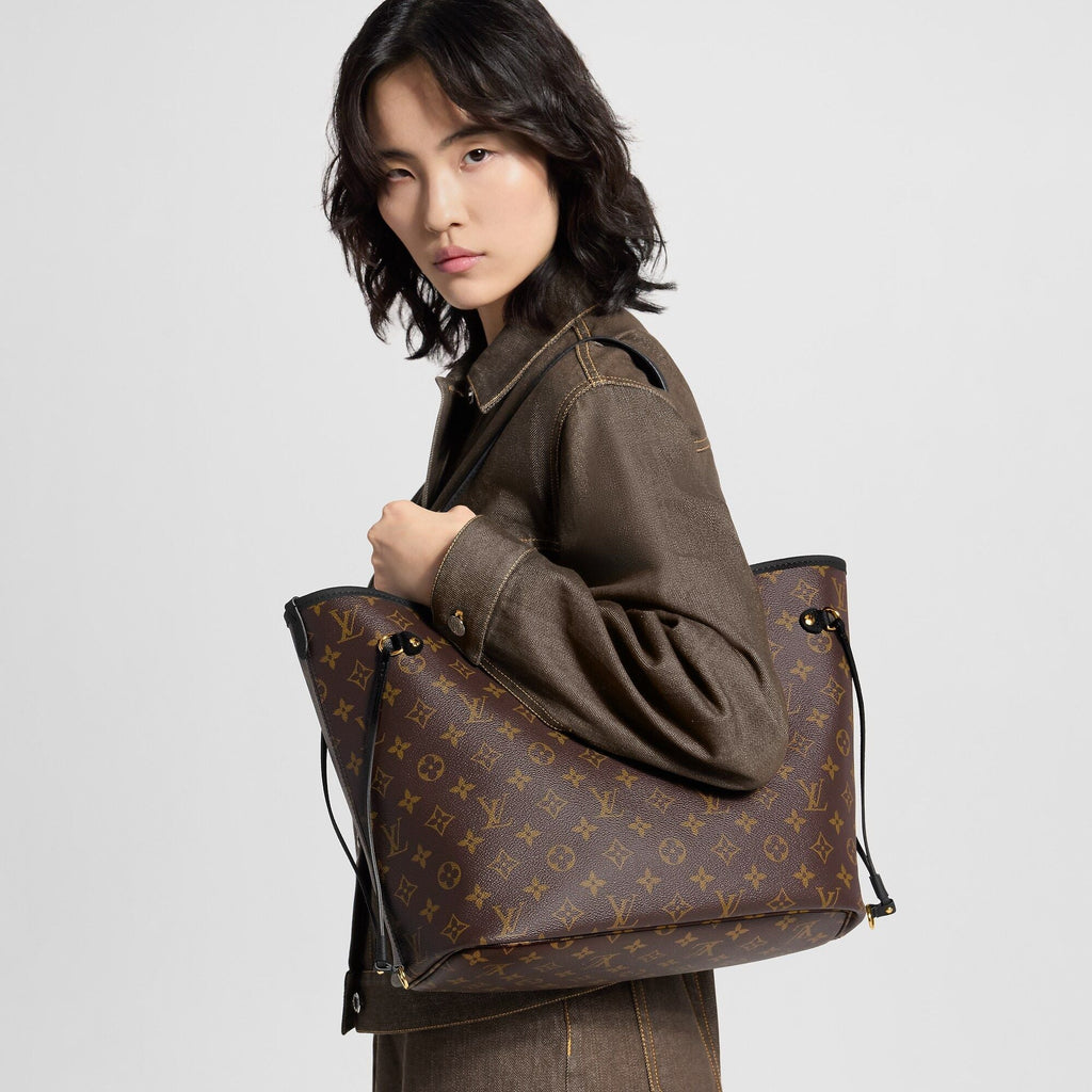 Neverfull Inside Out MM Monogram Coated Canvas Black Cowhide Leather Gold-Toned Hardware