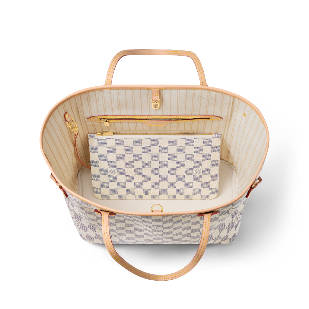 Neverfull MM Damier Azur Coated Canvas Rose Beige Gold-Toned Hardware