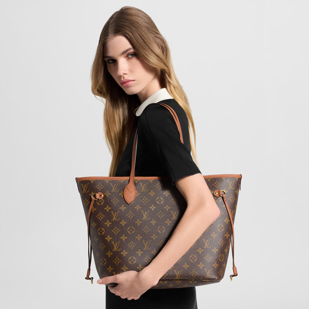 Neverfull Inside Out MM Monogram Coated Canvas Tan Gold-Toned Hardware
