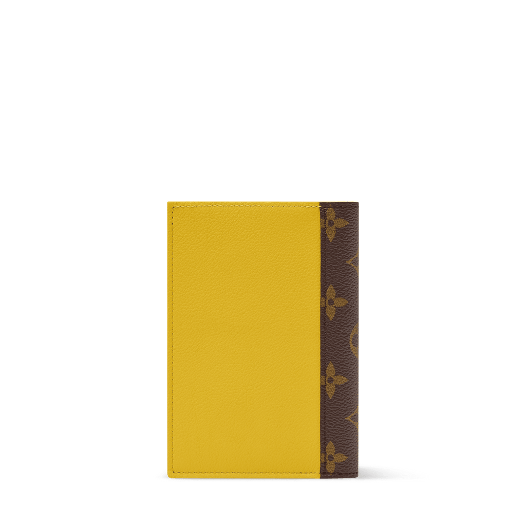 Passport Cover Yellow New York Cowhide Leather Monogram Canvas Trim