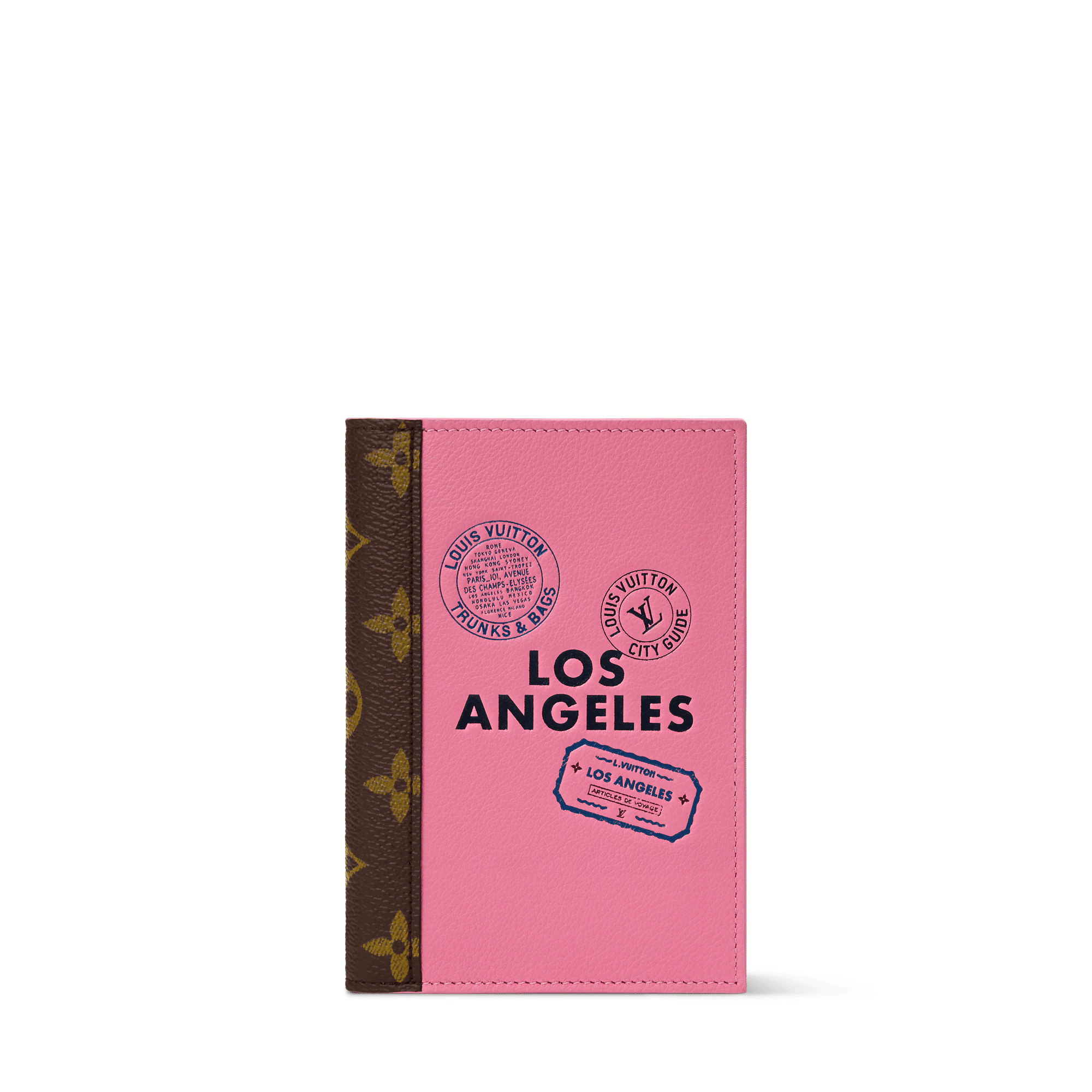 Passport Cover Rose Los Angeles Cowhide Leather Monogram Canvas Trim