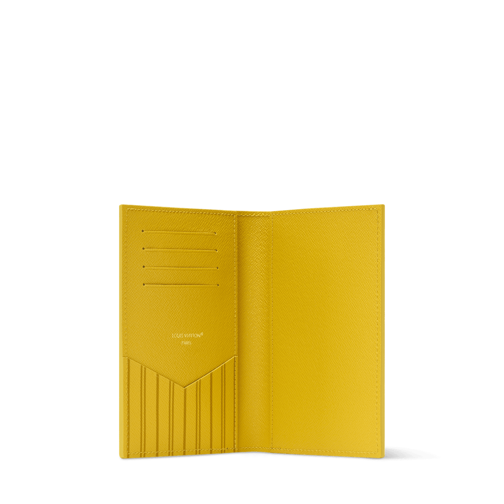 Passport Cover Yellow New York Cowhide Leather Monogram Canvas Trim