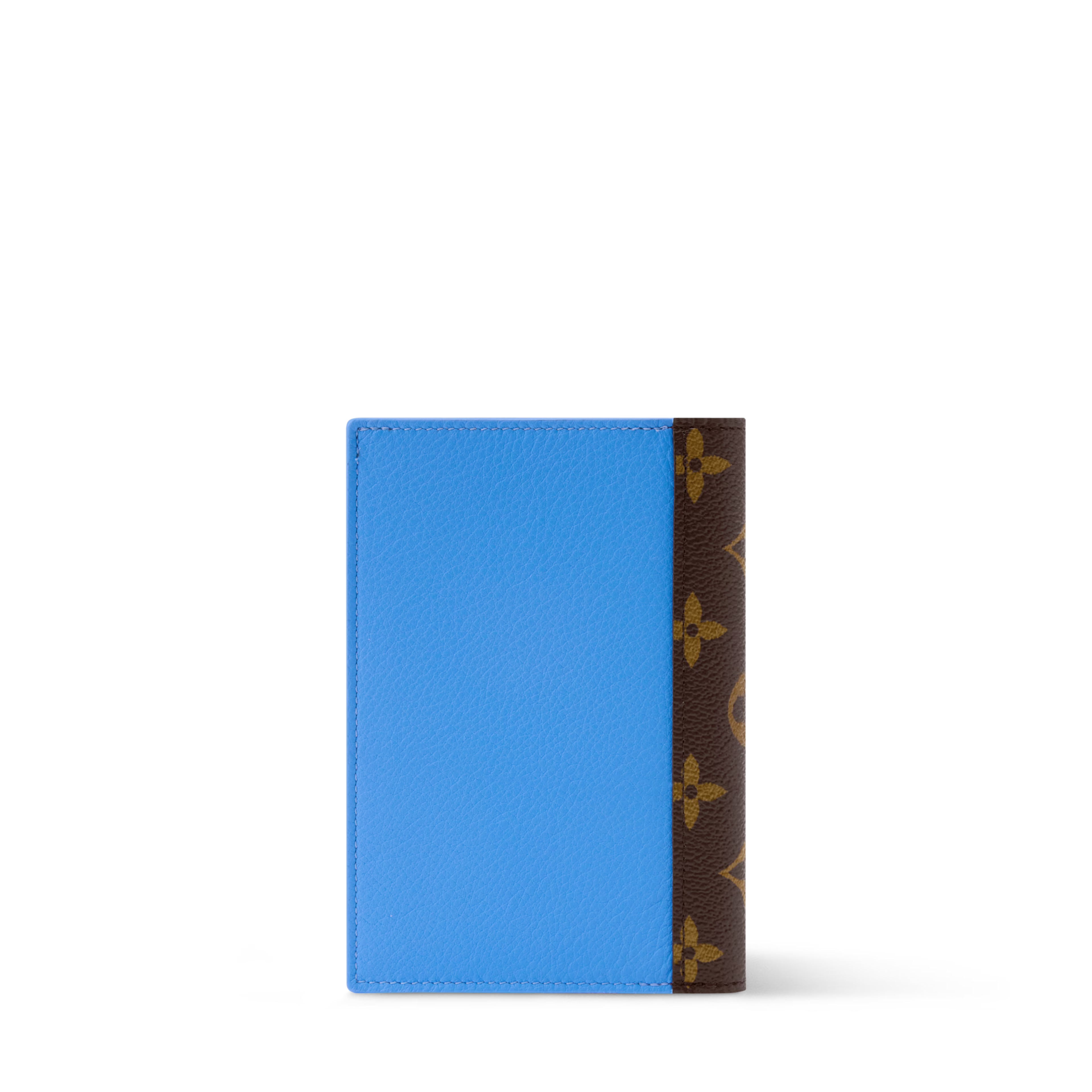 Passport Cover Bleu Paris Cowhide Leather Monogram Canvas Trim