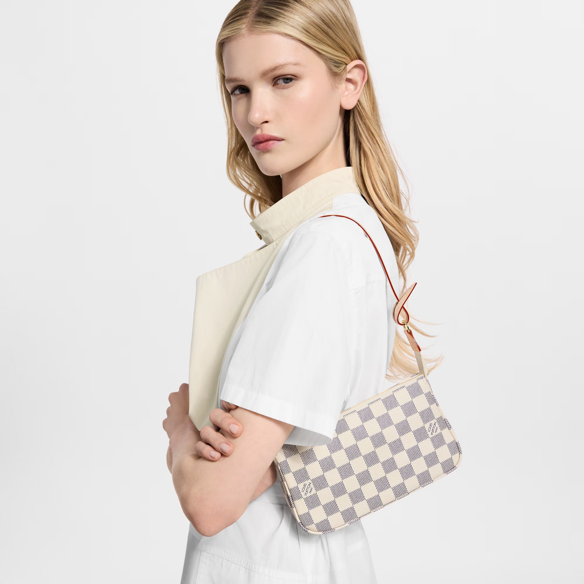 Pochette Accessoires Damier Azur Coated Canvas Gold-Toned Hardware