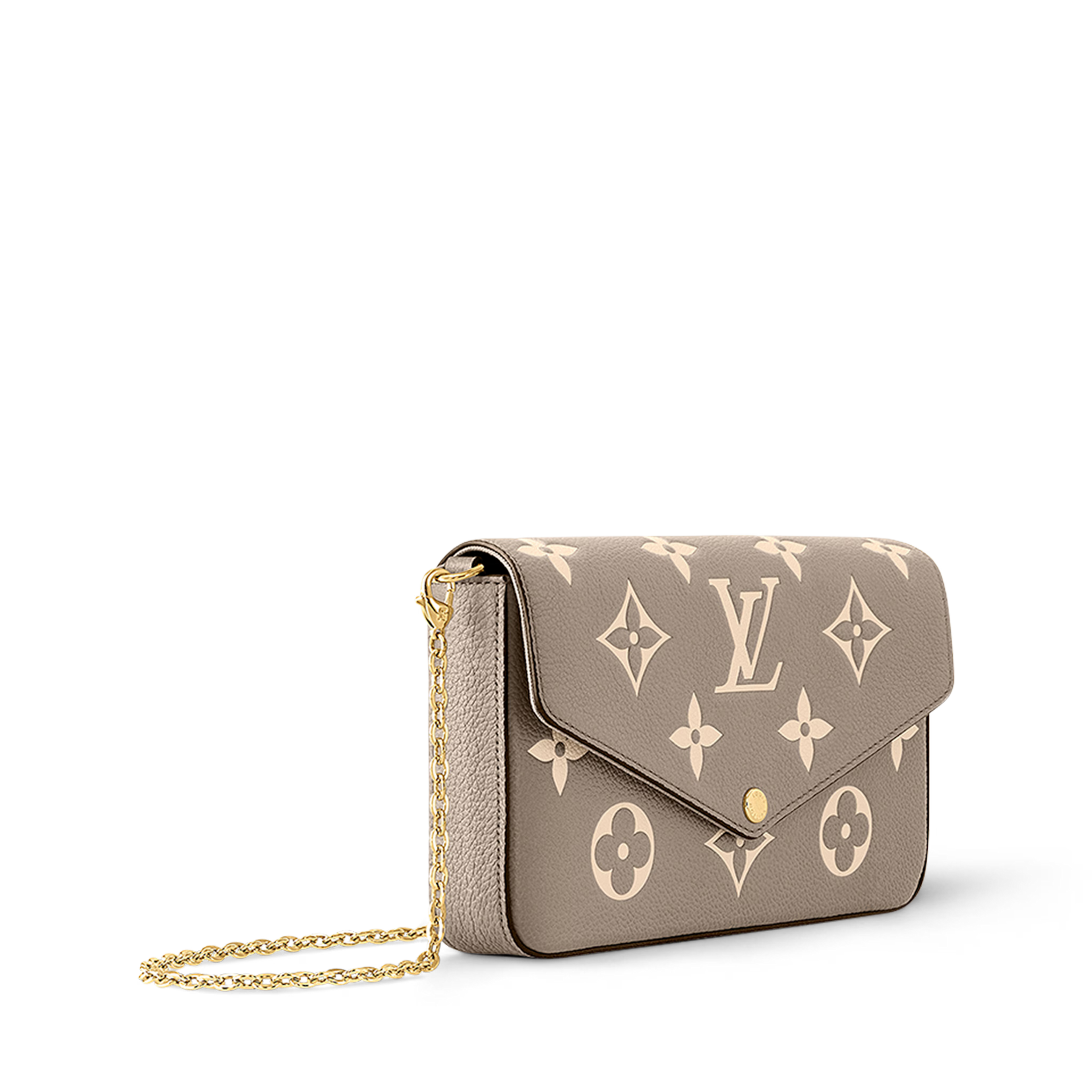 Pochette Félicie Monogram Empreinte Leather Dove/Cream Gold-Toned Hardware