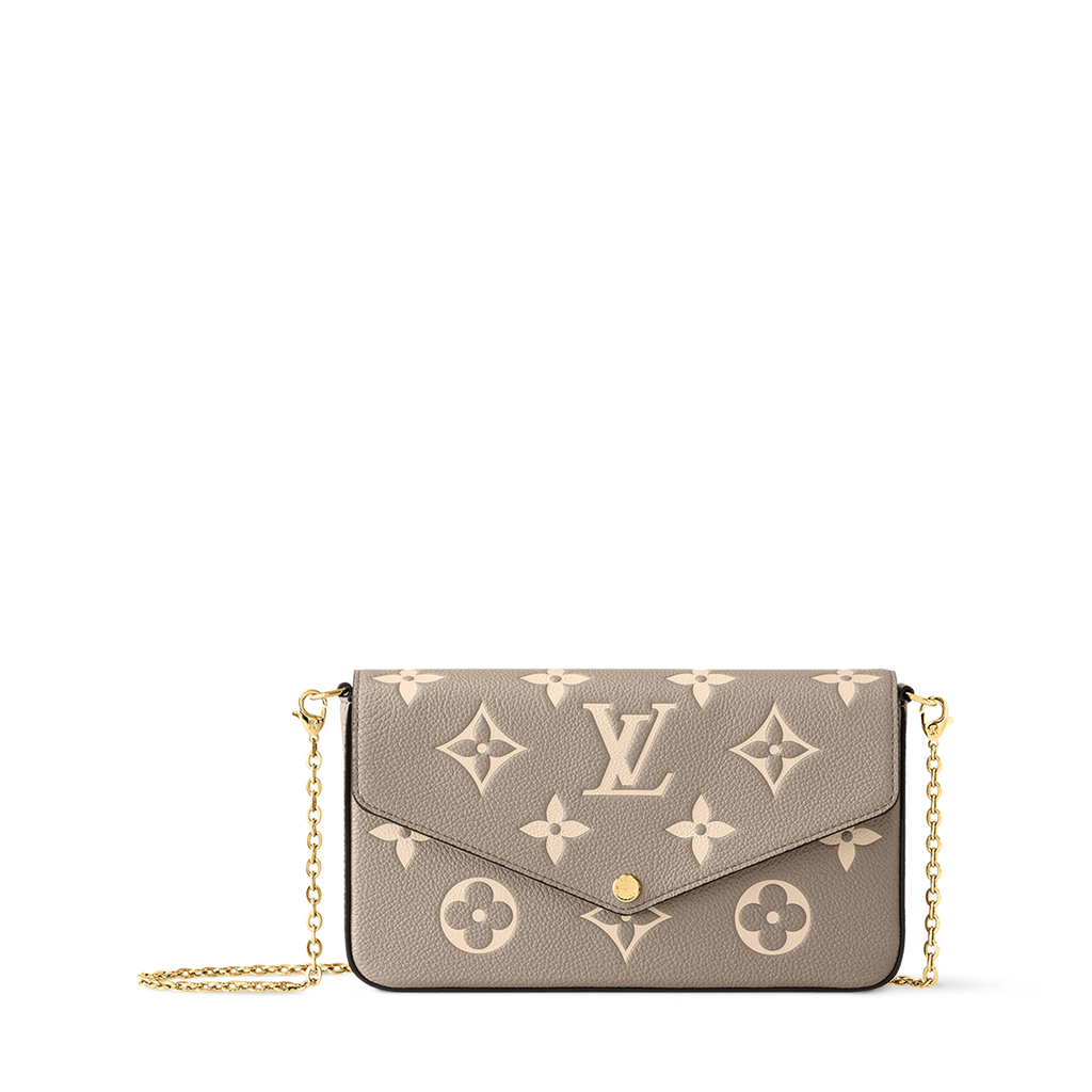 Pochette Félicie Monogram Empreinte Leather Dove/Cream Gold-Toned Hardware