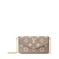 Pochette Félicie Monogram Empreinte Leather Dove/Cream Gold-Toned Hardware