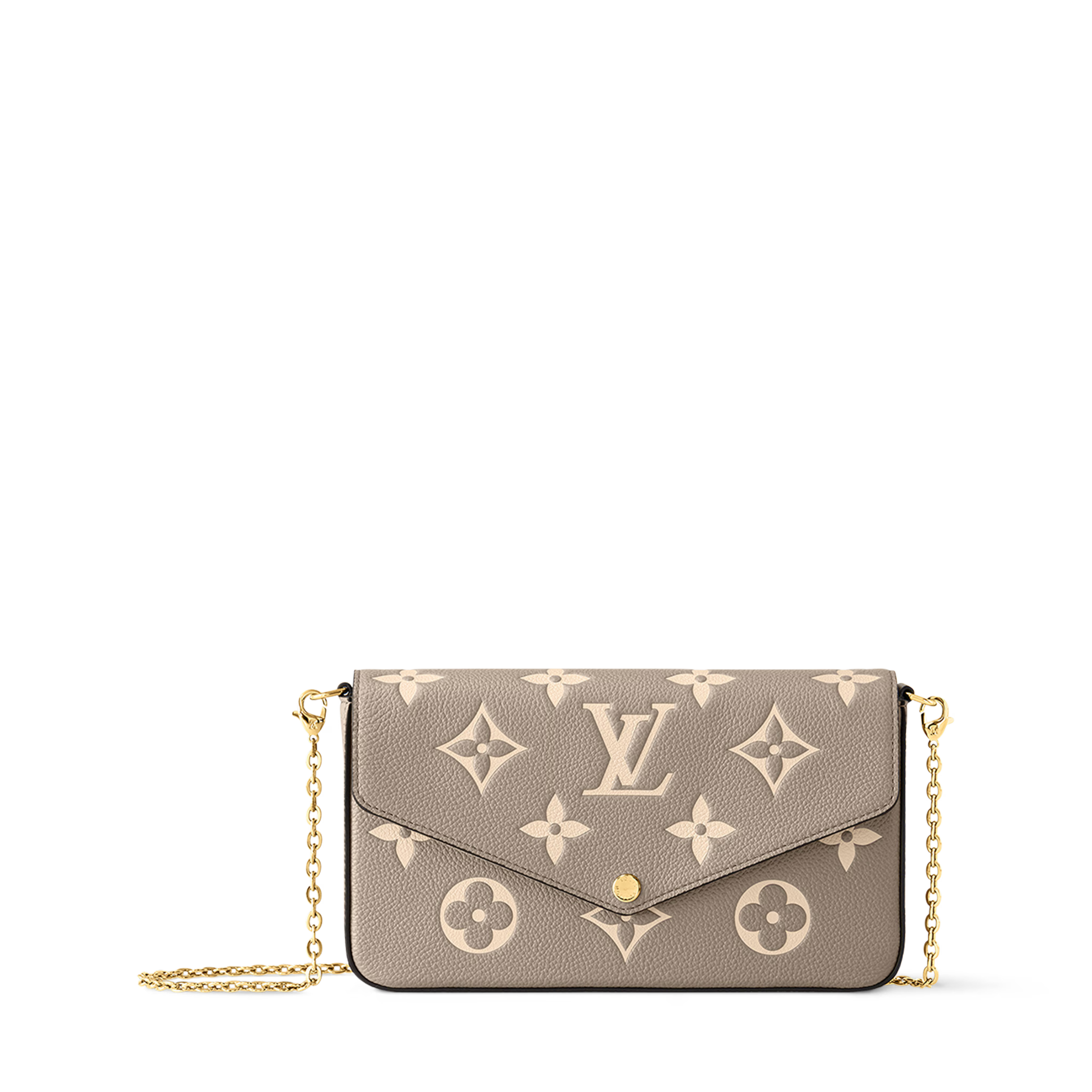 Pochette Félicie Monogram Empreinte Leather Dove/Cream Gold-Toned Hardware
