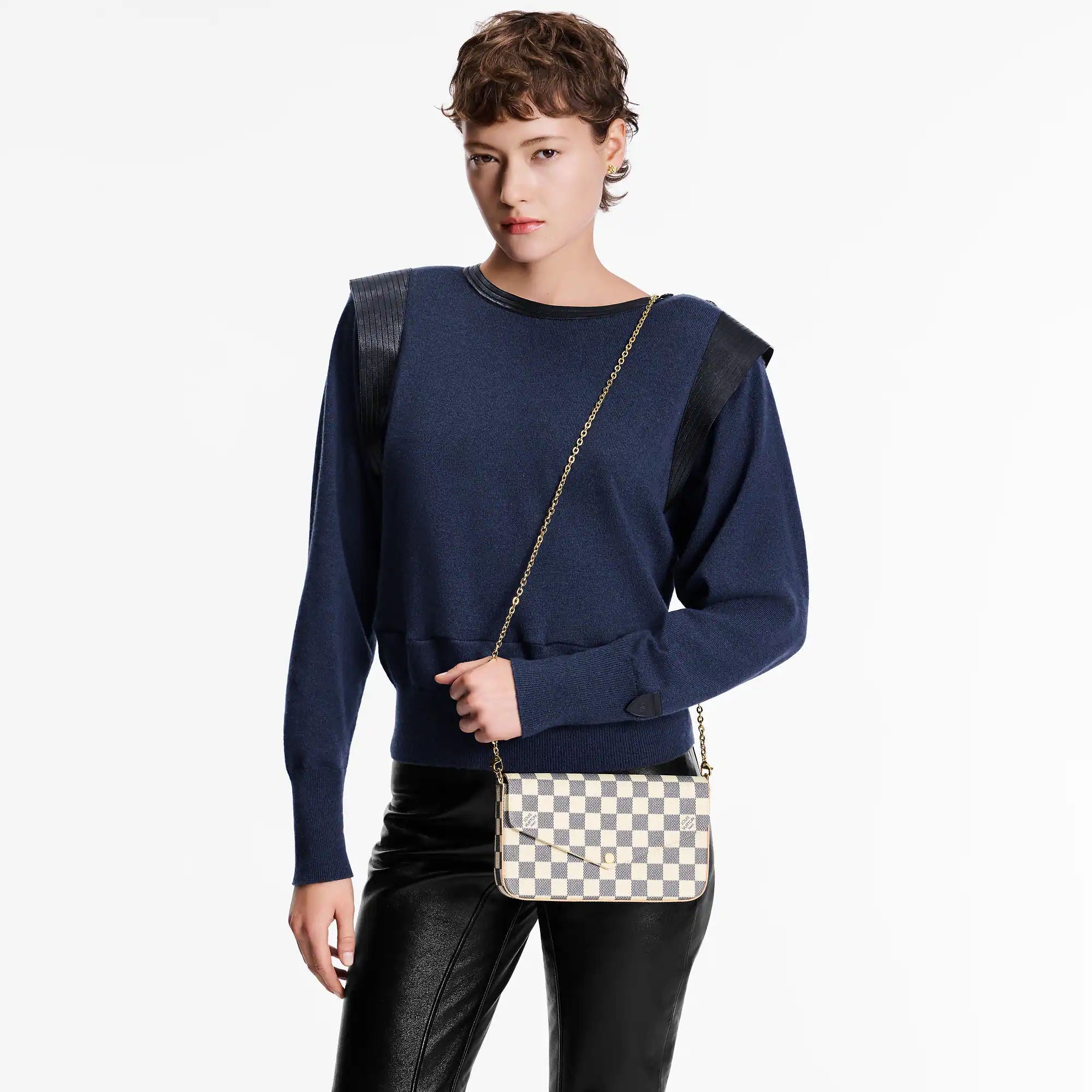 Pochette Félicie Damier Azur Coated Canvas Gold-Toned Hardware