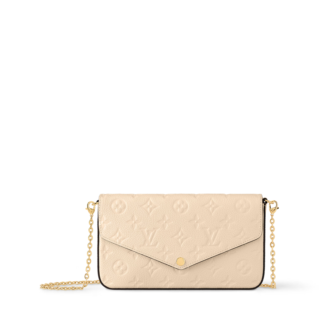 Pochette Félicie Monogram Empreinte Leather Crème Gold-Toned Hardware