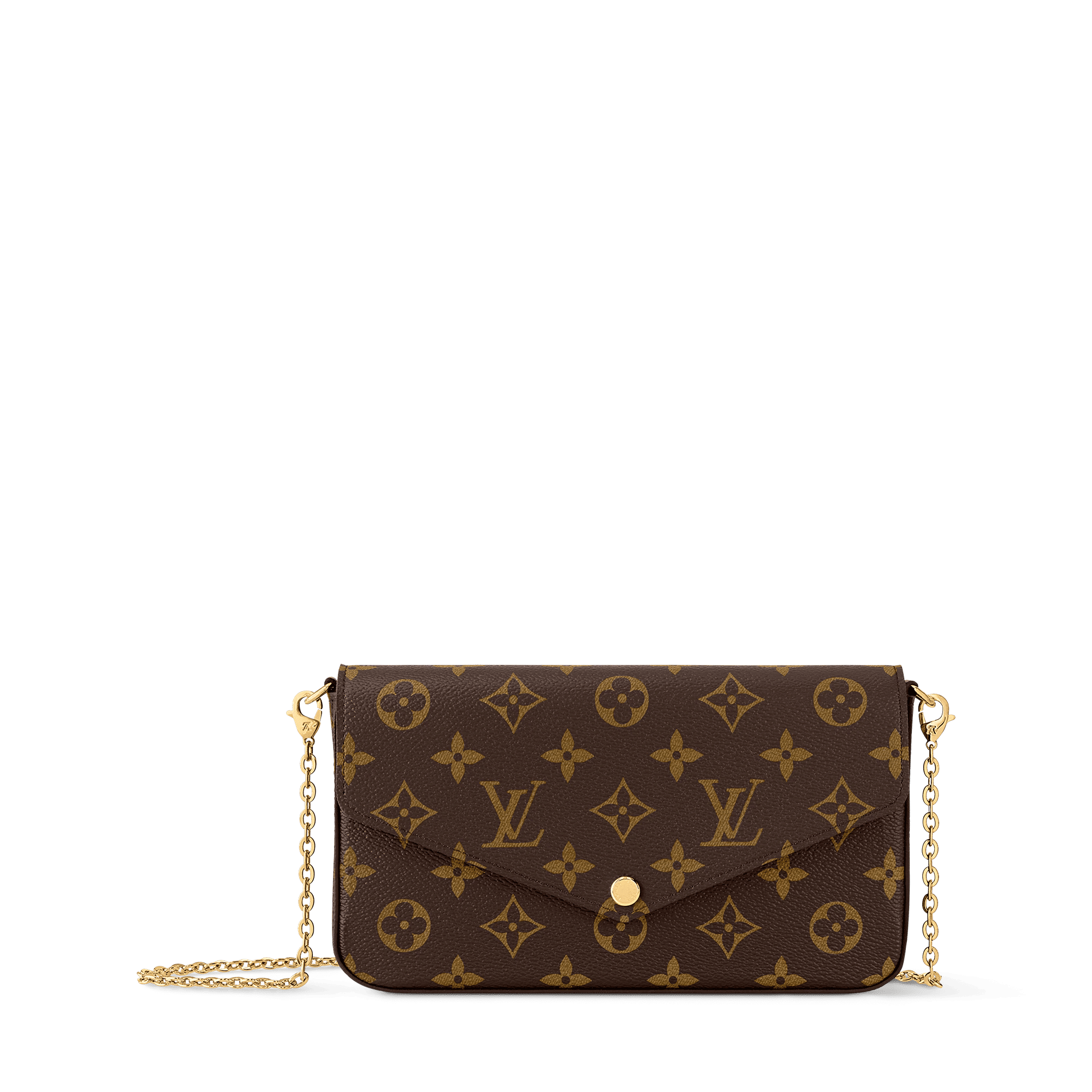 Pochette Félicie Monogram Coated Canvas Fuchsia Gold-Toned Hardware
