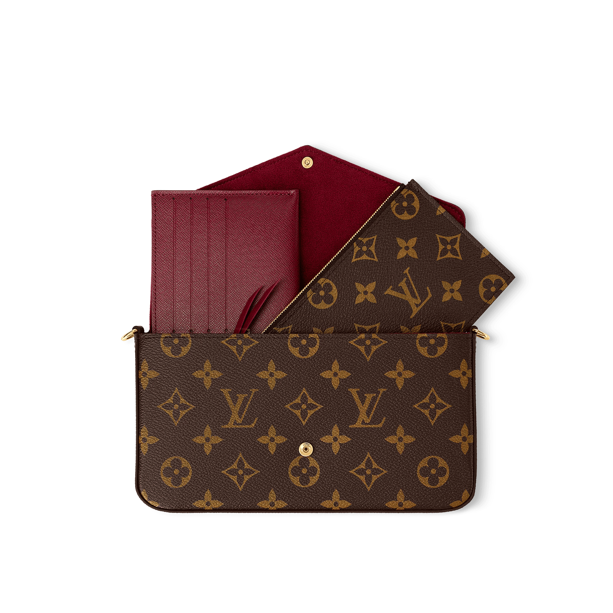 Pochette Félicie Monogram Coated Canvas Fuchsia Gold-Toned Hardware