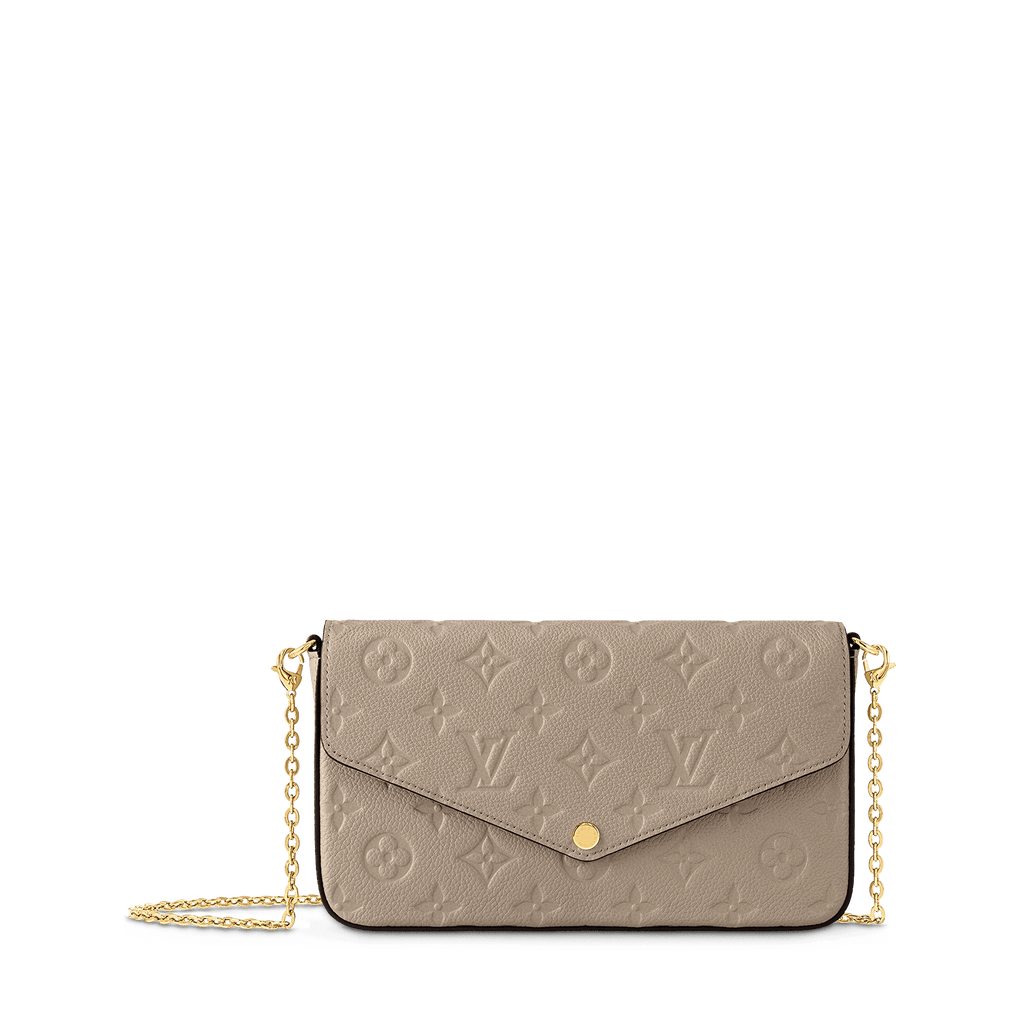 Pochette Félicie Monogram Empreinte Leather Turtledove Gold-Toned Hardware