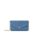 Pochette Félicie Monogram Empreinte Leather Blue Jean Gold-Toned Hardware