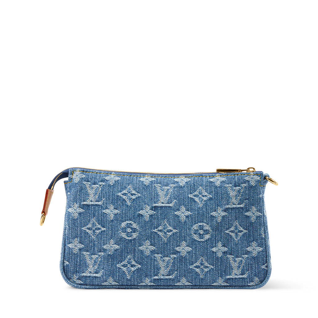 Pochette Accessoire Cargo Blue Denim GOTS-Certified Cotton Gold-Toned Hardware
