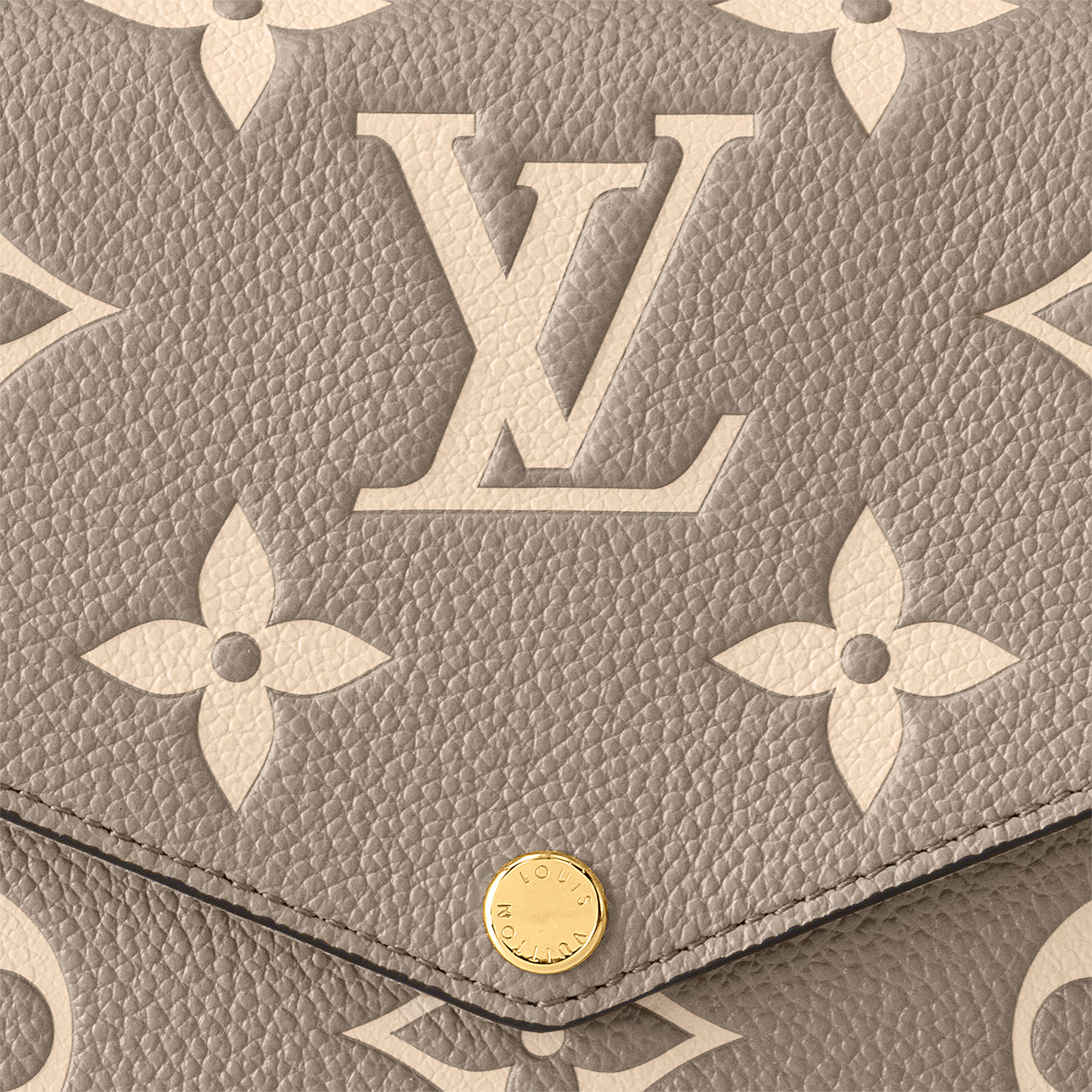 Pochette Félicie Monogram Empreinte Leather Dove/Cream Gold-Toned Hardware