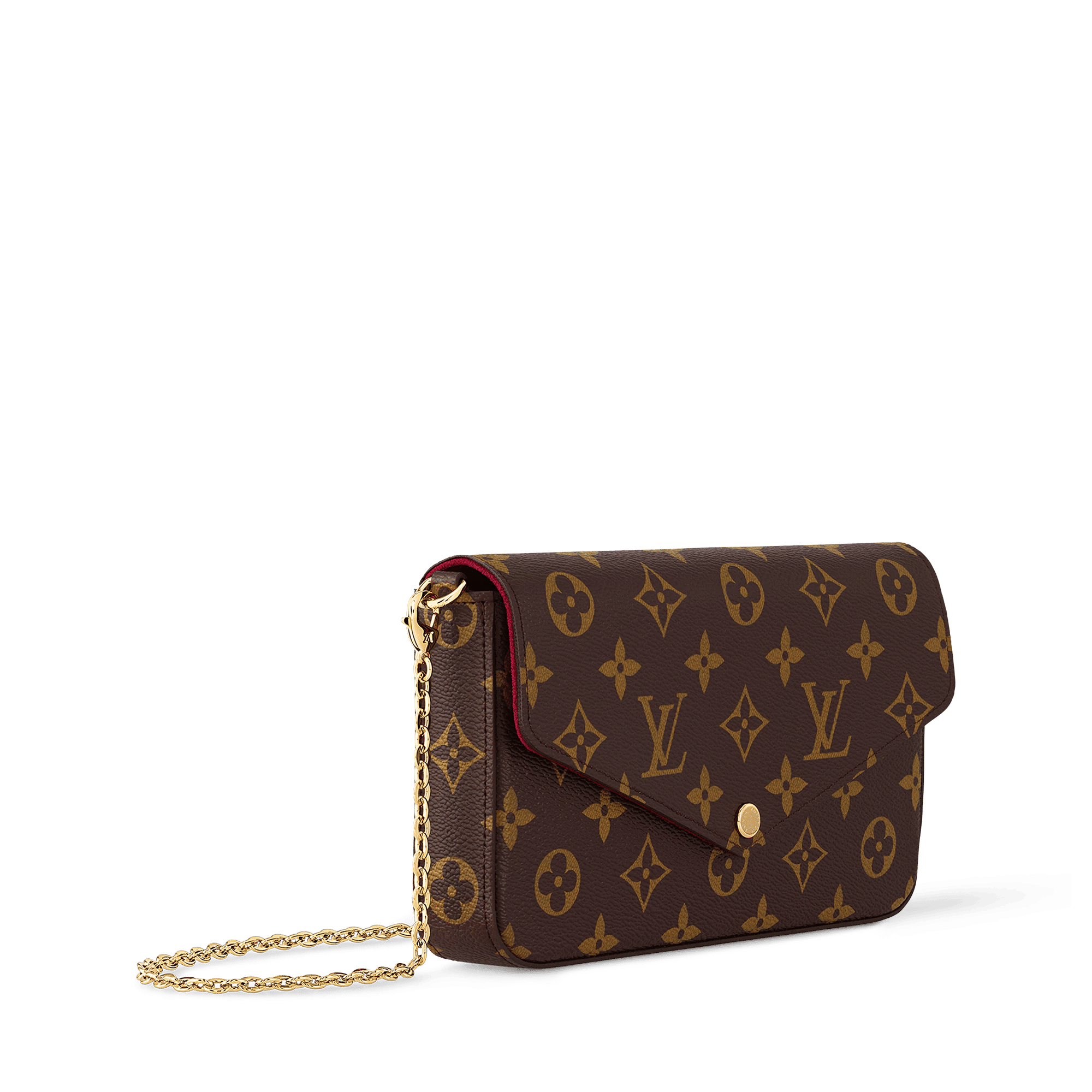 Pochette Félicie Monogram Coated Canvas Fuchsia Gold-Toned Hardware