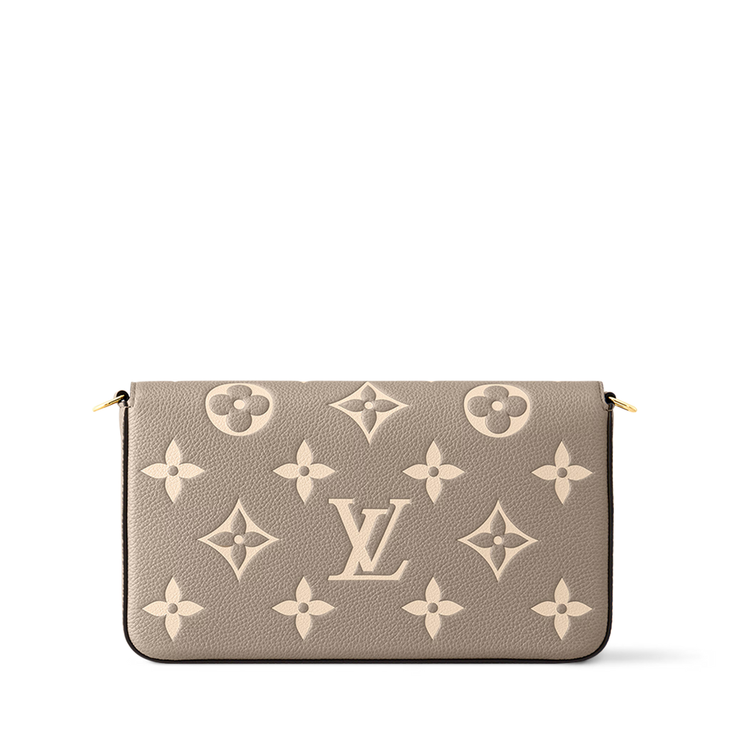 Pochette Félicie Monogram Empreinte Leather Dove/Cream Gold-Toned Hardware