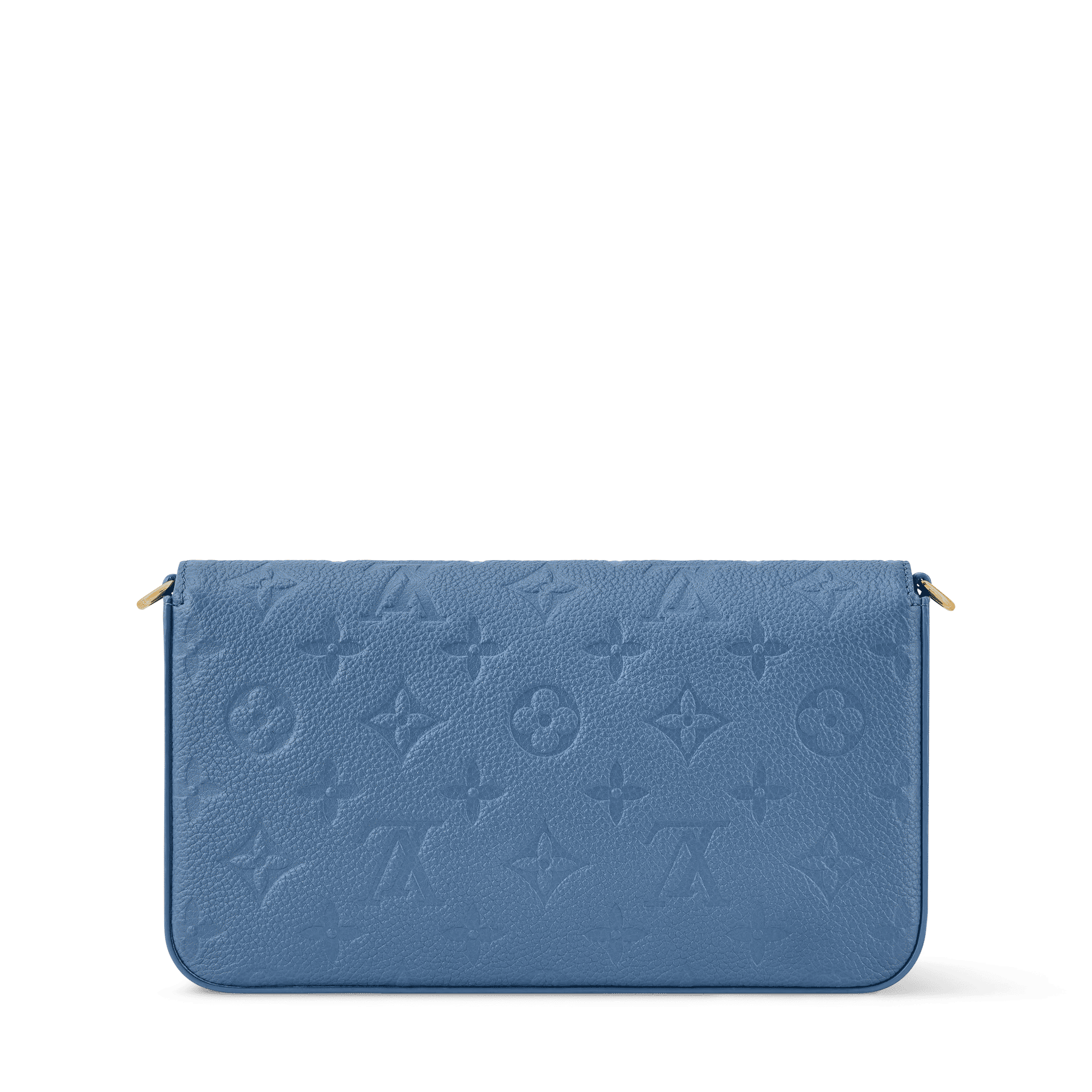 Pochette Félicie Monogram Empreinte Leather Blue Jean Gold-Toned Hardware