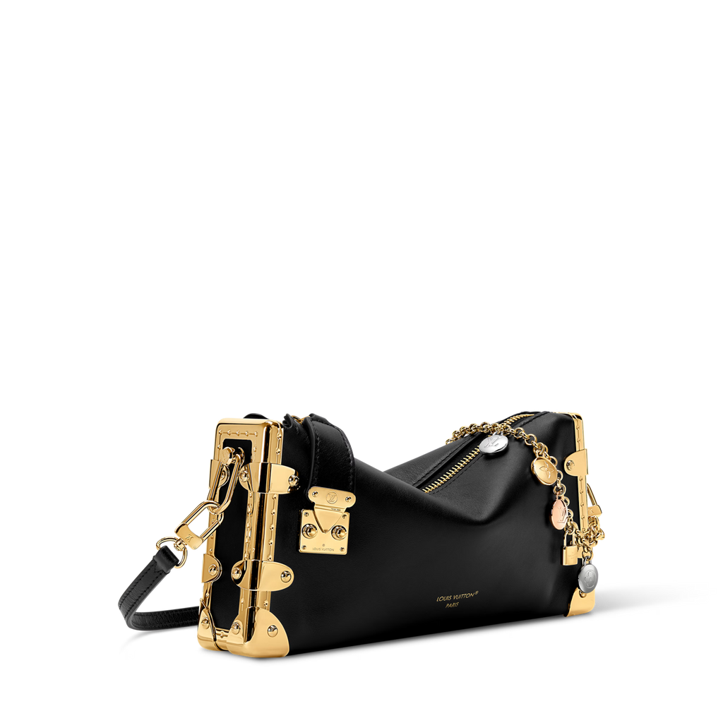 Slim Trunk Calf Leather Black Gold-Toned Hardware