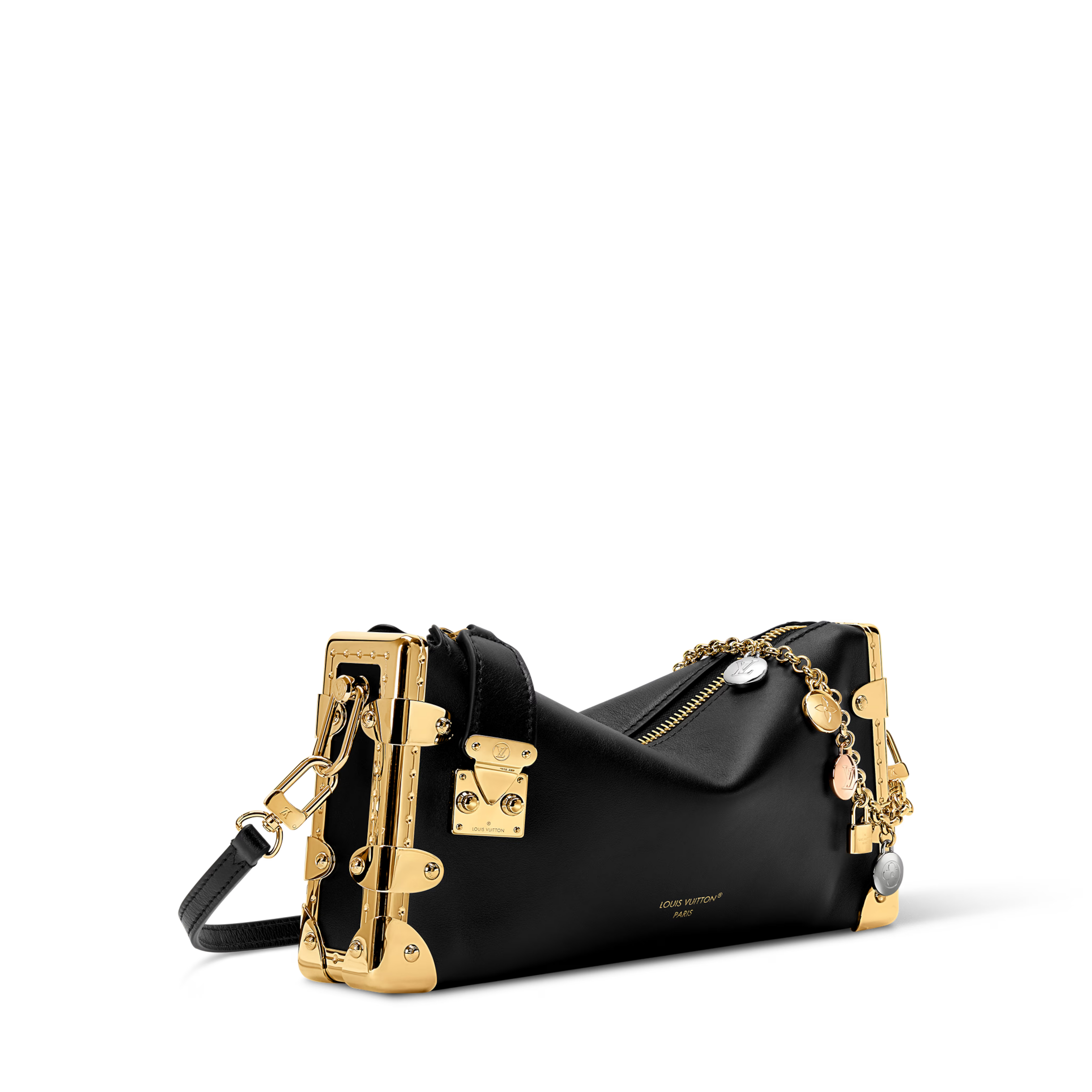 Slim Trunk Calf Leather Black Gold-Toned Hardware